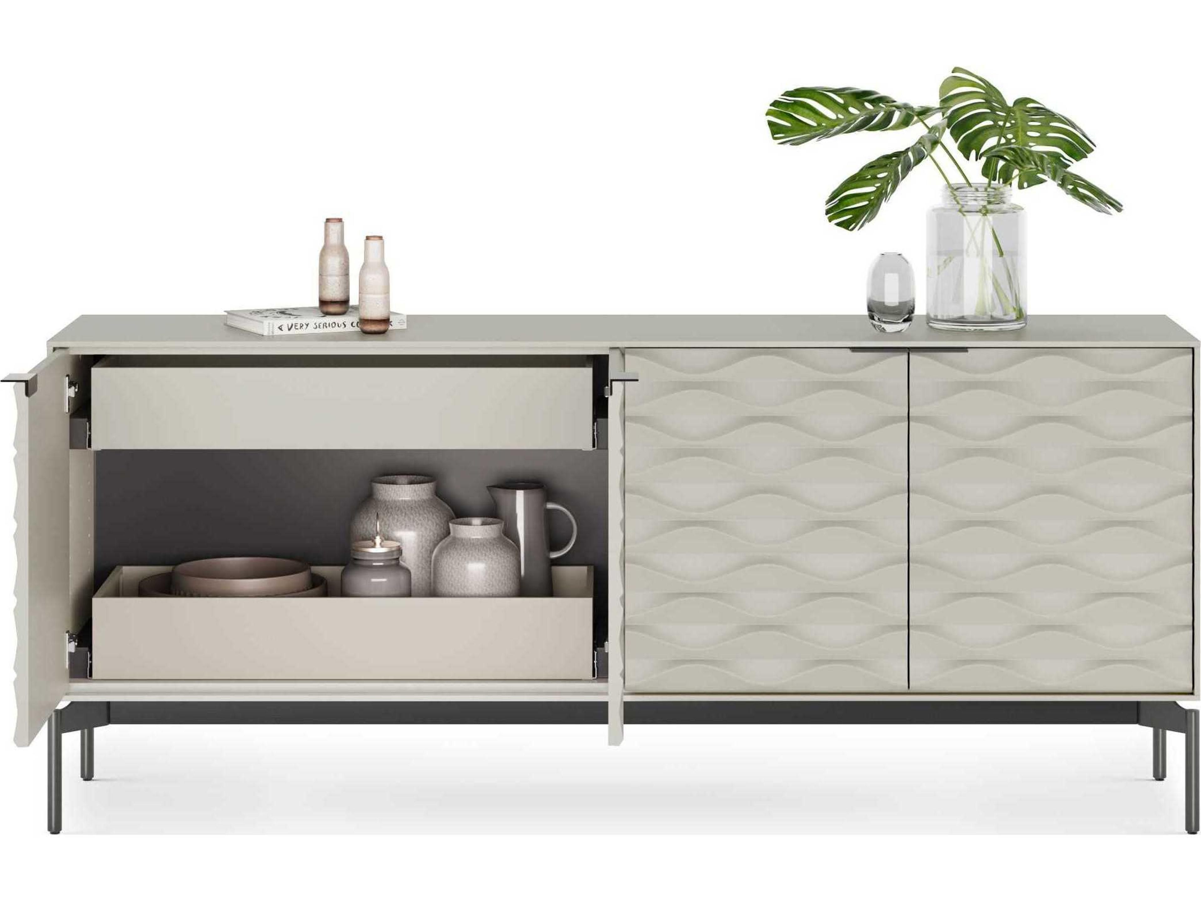 BDI Ripple 79" Stone Brushed Carbon Clear Credenza Sideboard