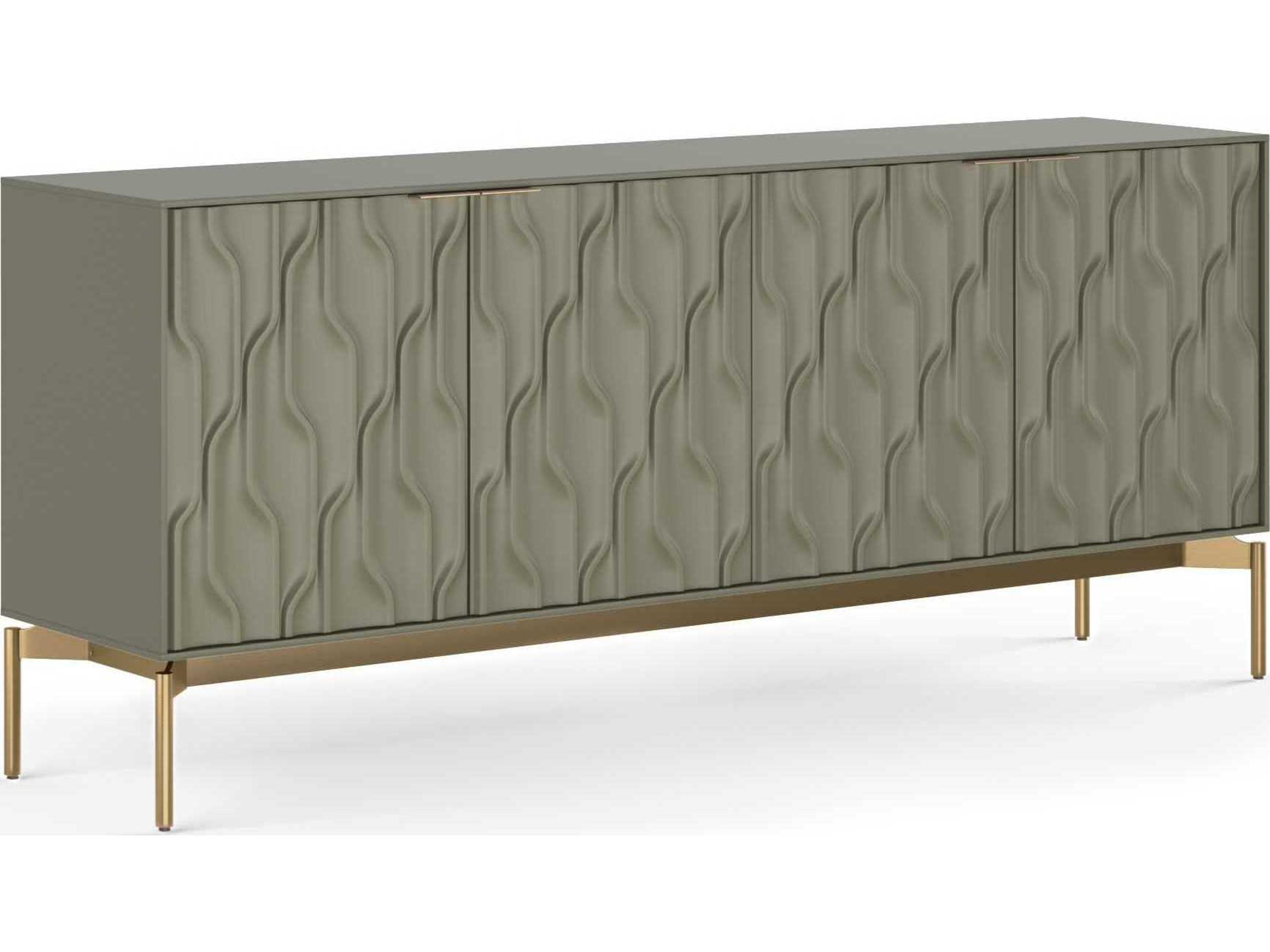 Storage Credenza Mesa 4 Door Modern Sideboard in Moss and Brushed Brass