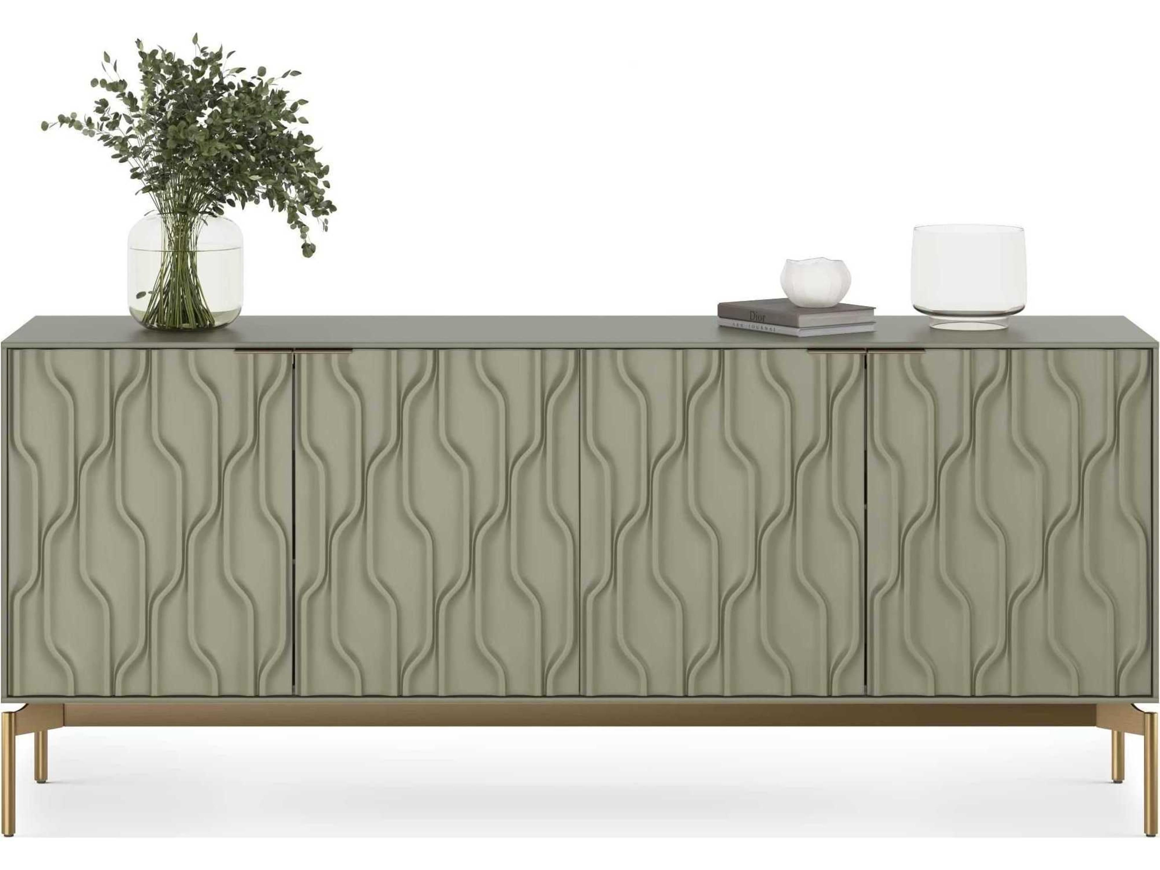 BDI Mesa 79" Moss Brushed Brass Clear Credenza Sideboard