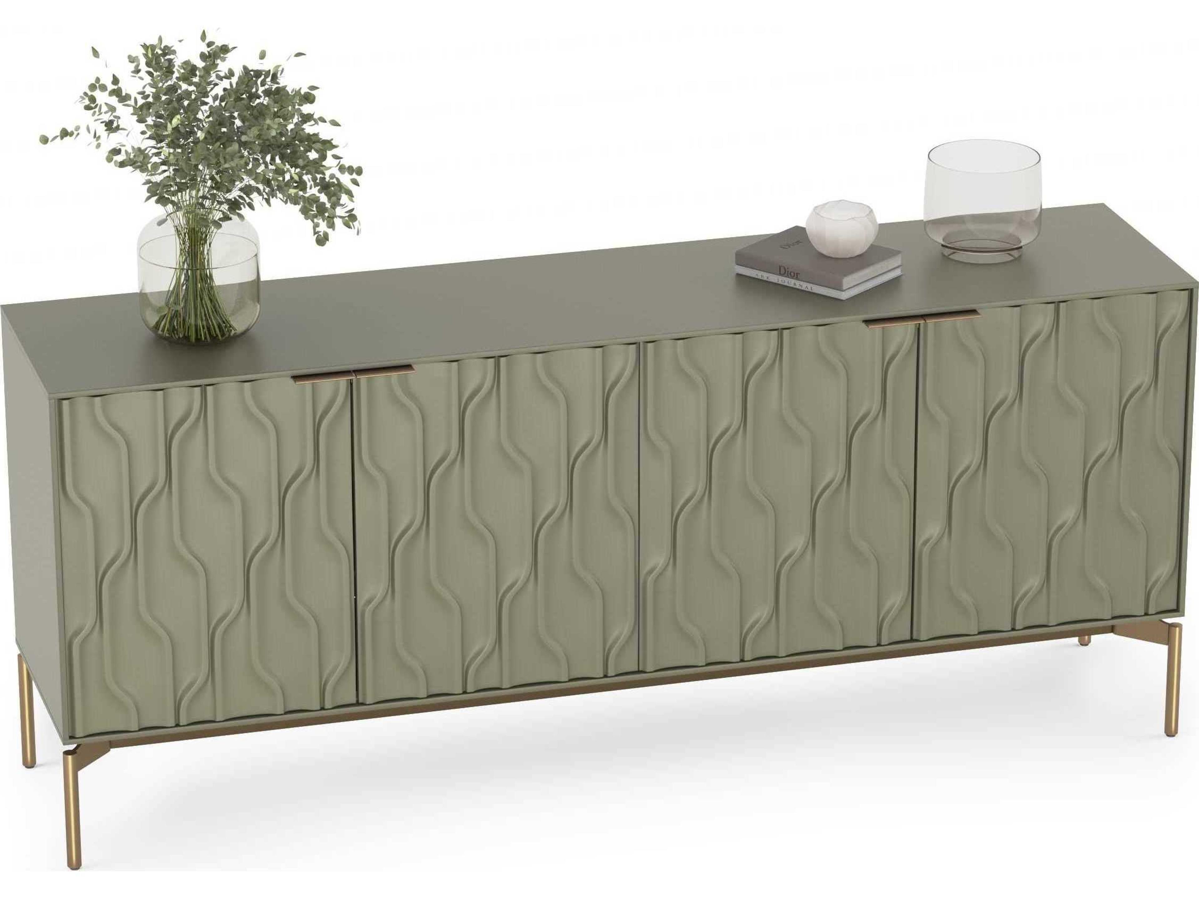 BDI Mesa 79" Moss Brushed Brass Clear Credenza Sideboard