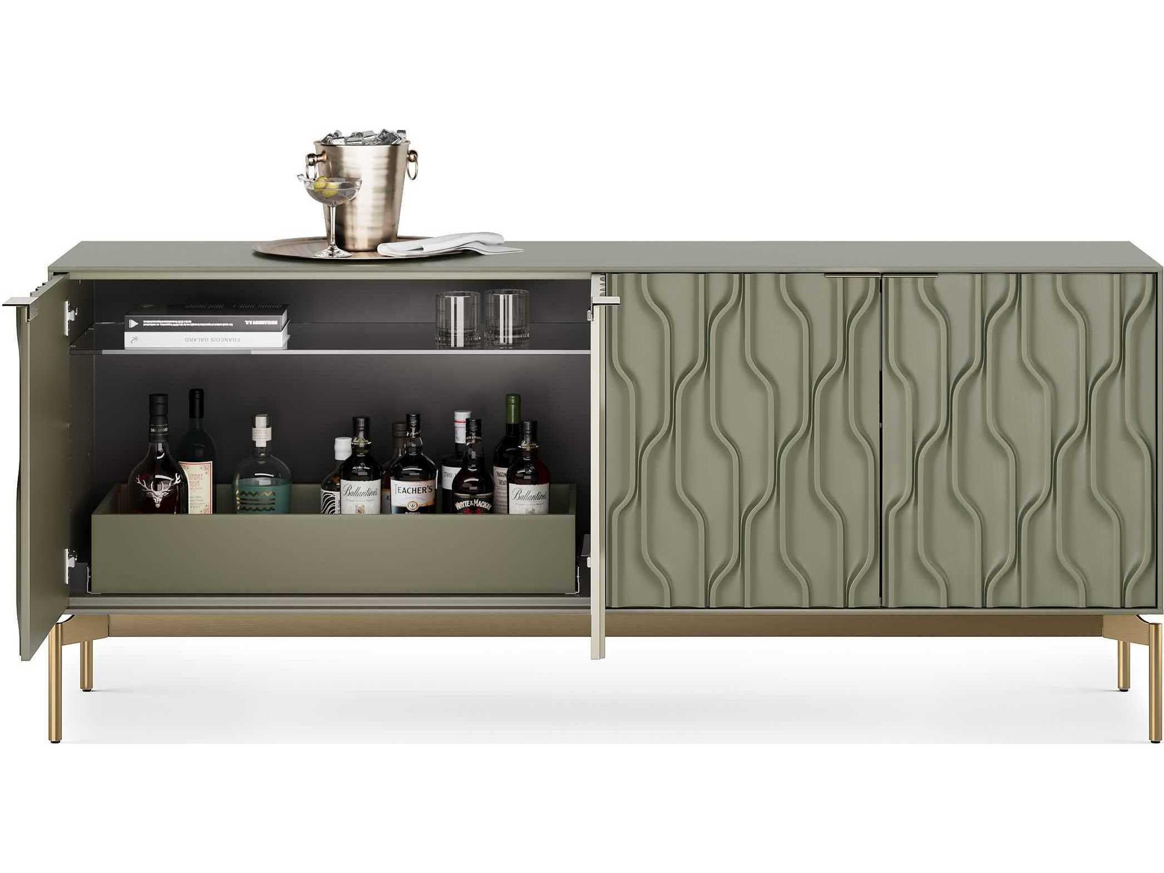 BDI Mesa 79" Moss Brushed Brass Clear Credenza Sideboard