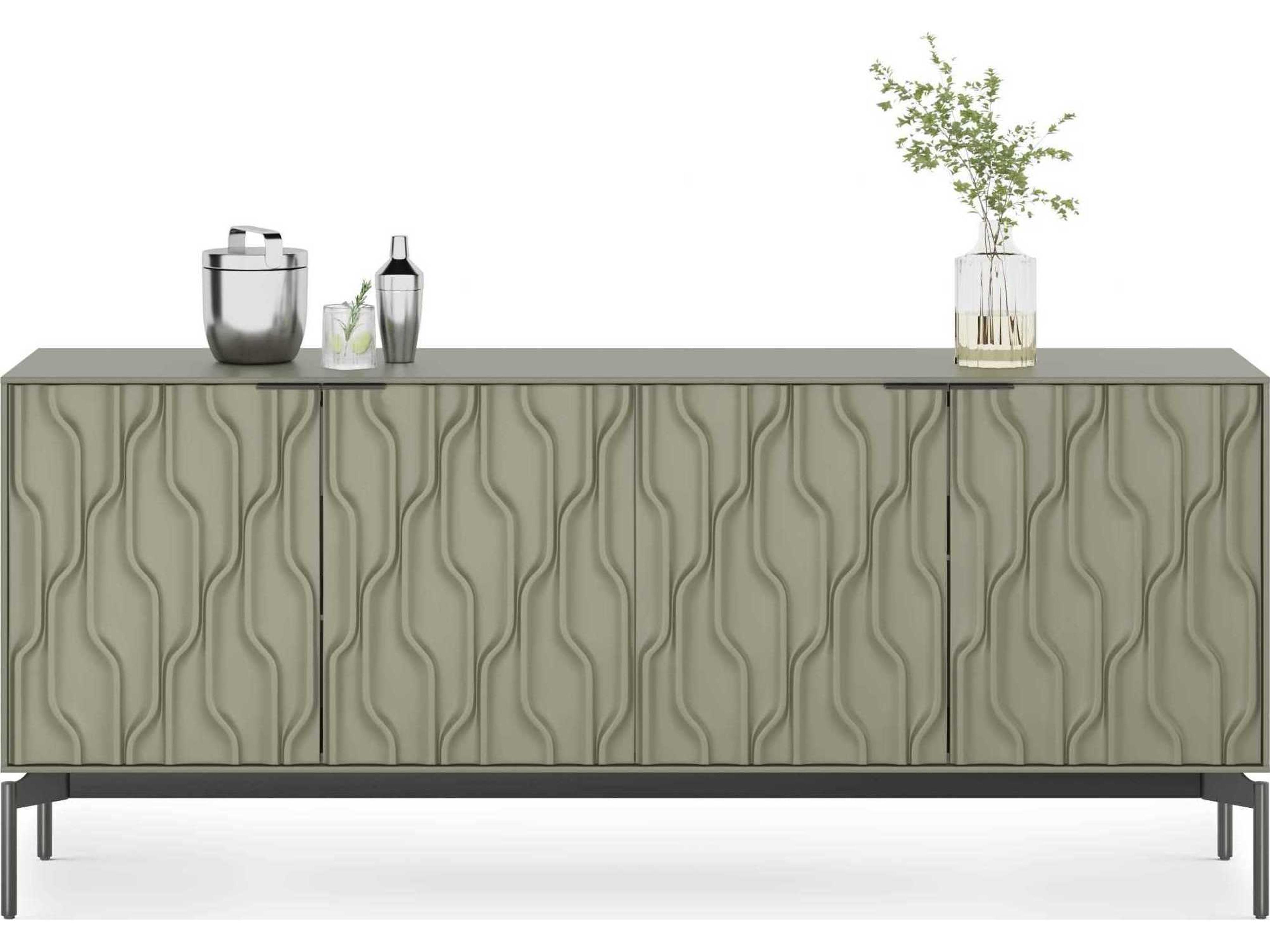 BDI Mesa 79" Moss Brushed Carbon Clear Credenza Sideboard