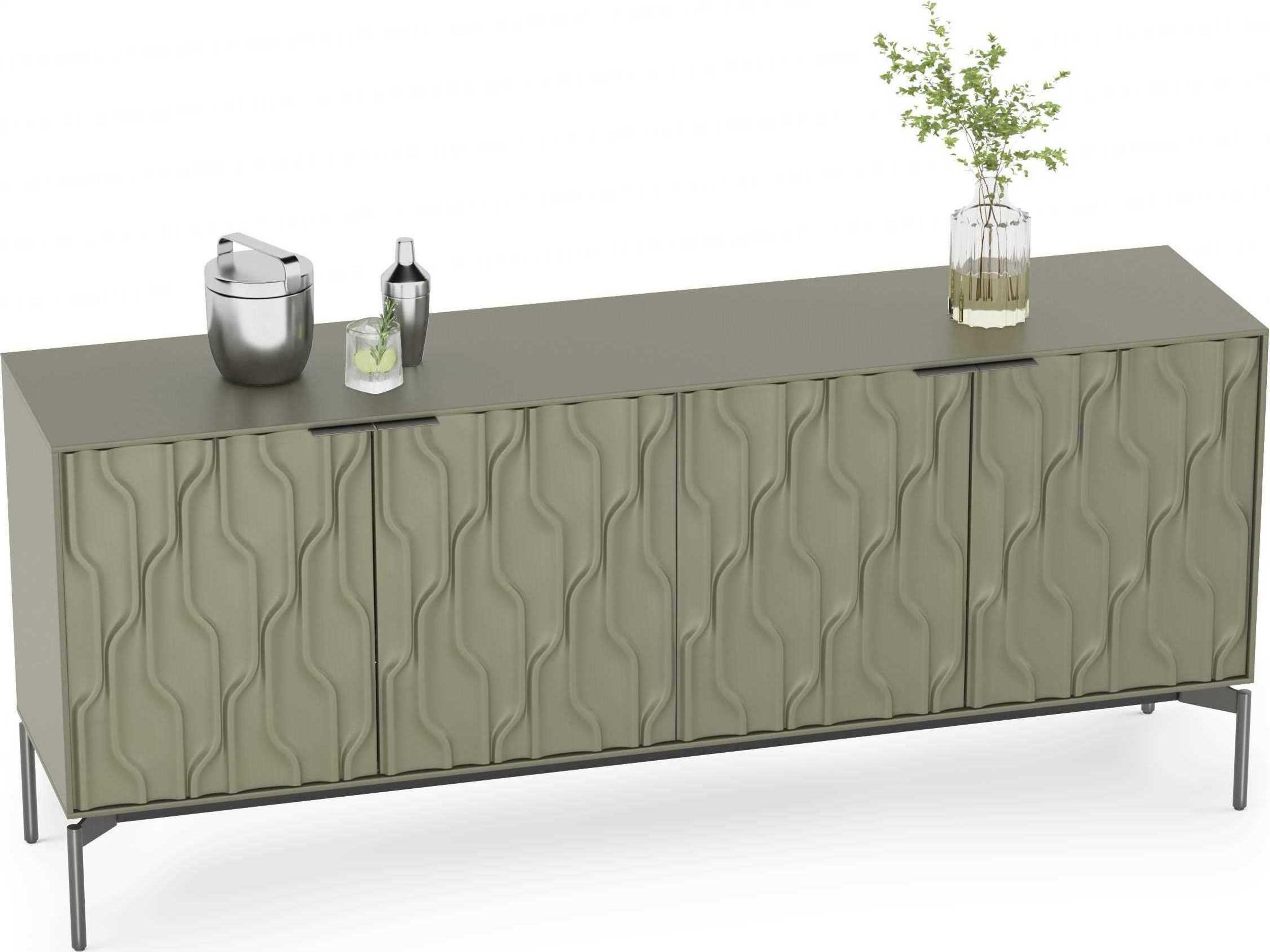 BDI Mesa 79" Moss Brushed Carbon Clear Credenza Sideboard