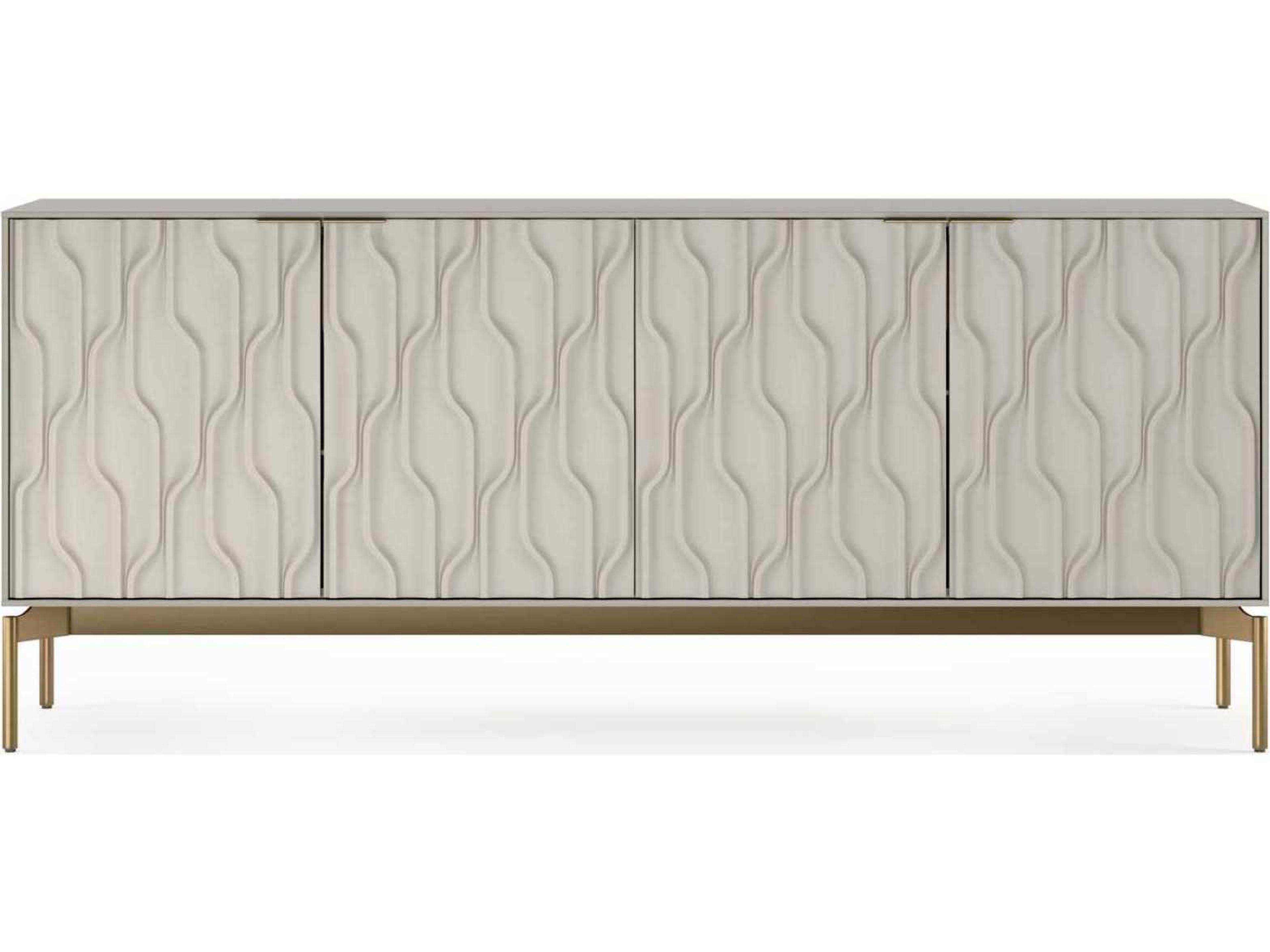 BDI Mesa 79" Stone Brushed Brass Clear Credenza Sideboard