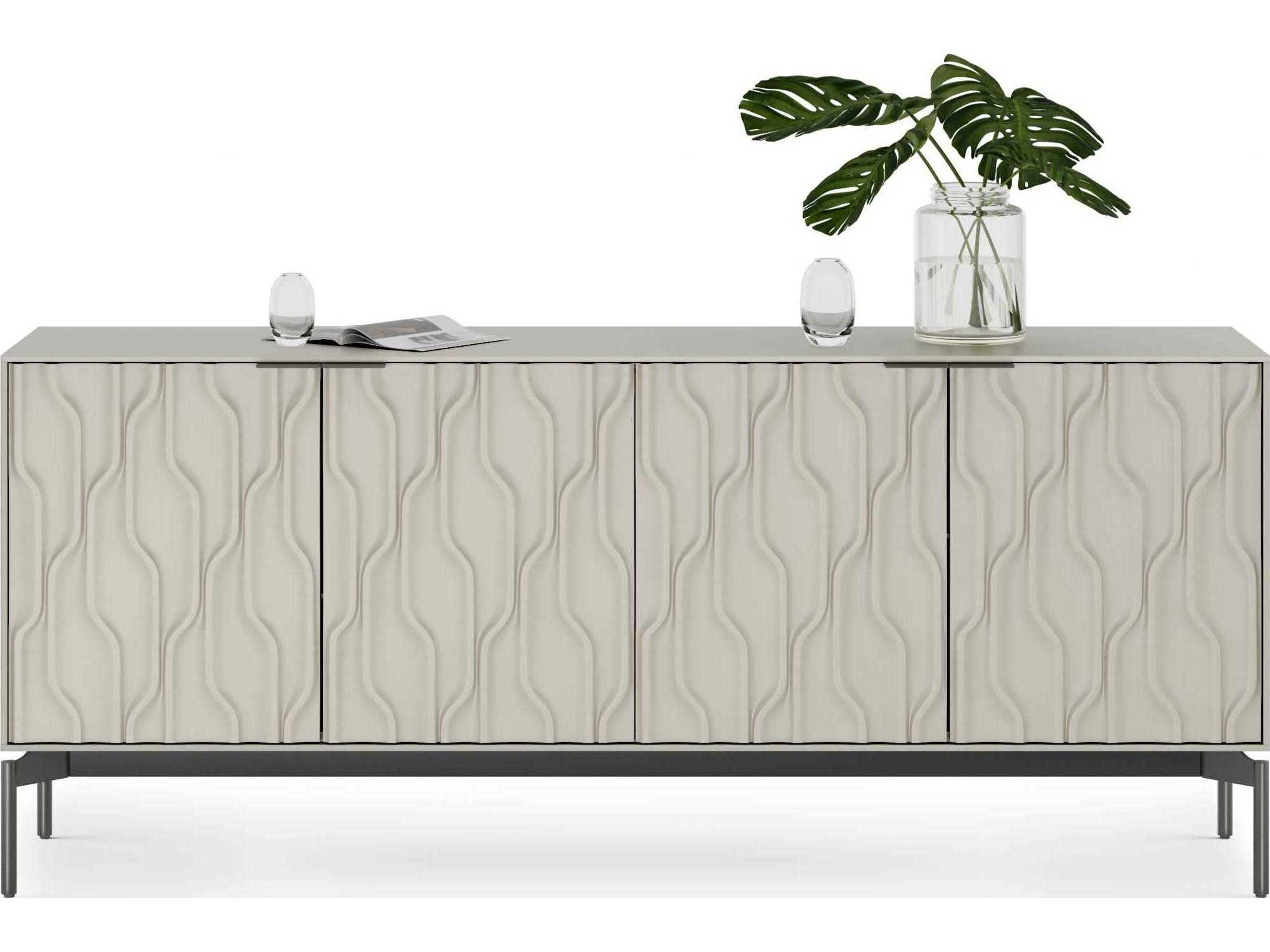 BDI Mesa 79" Stone Brushed Carbon Clear Credenza Sideboard