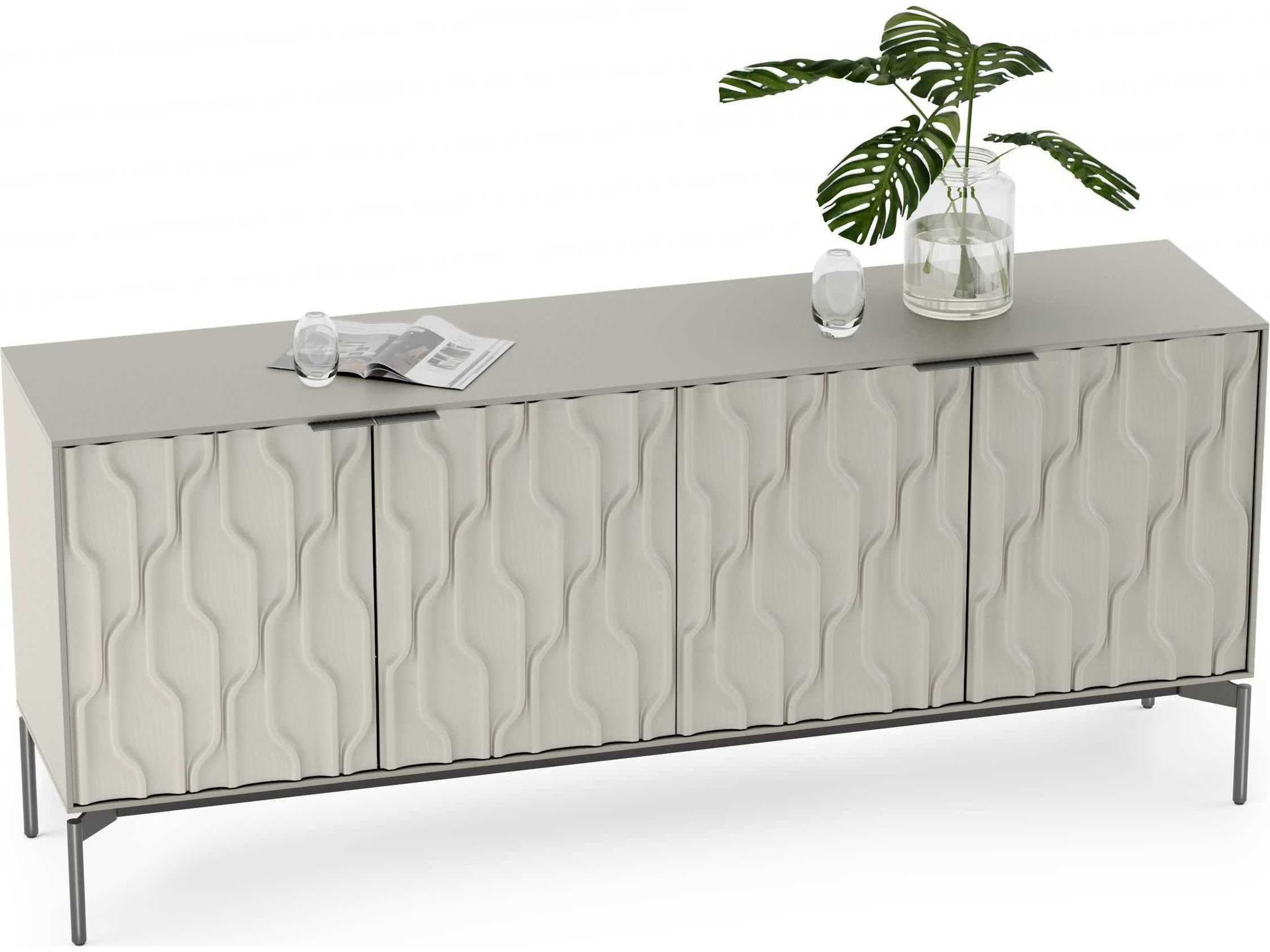 BDI Mesa 79" Stone Brushed Carbon Clear Credenza Sideboard