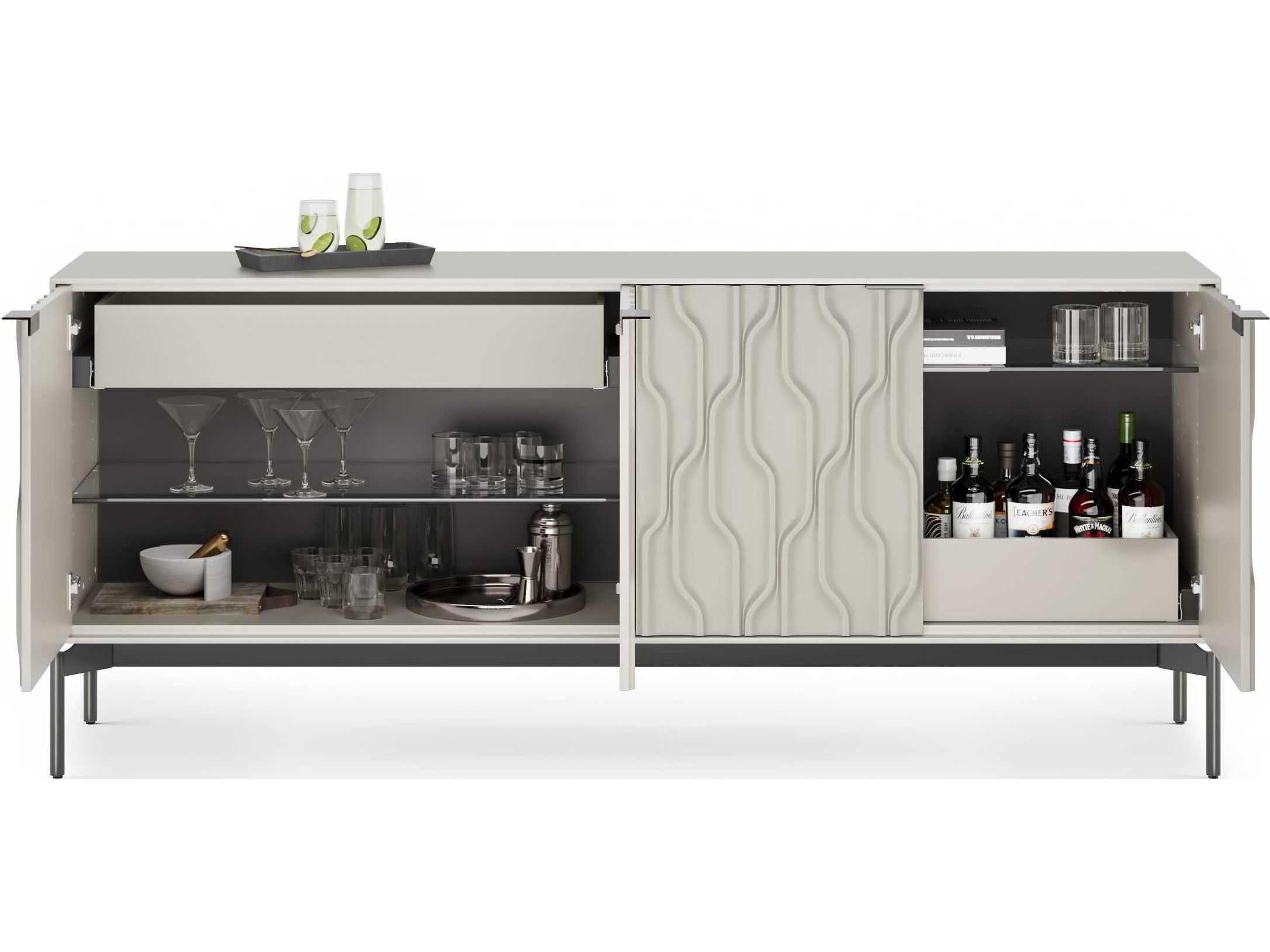 BDI Mesa 79" Stone Brushed Carbon Clear Credenza Sideboard