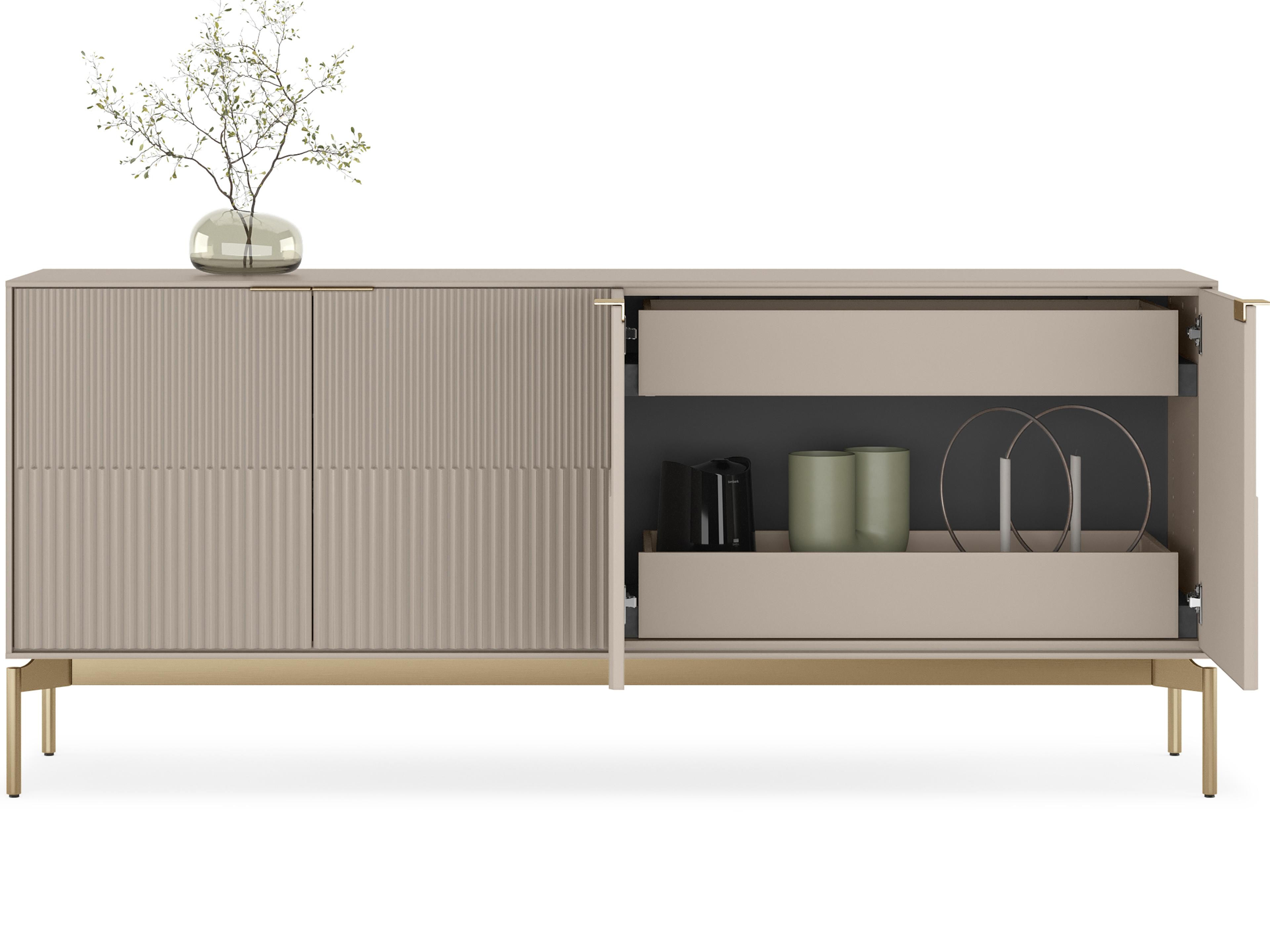 BDI Zig 79" Dune Sideboard With Brushed Brass Base
