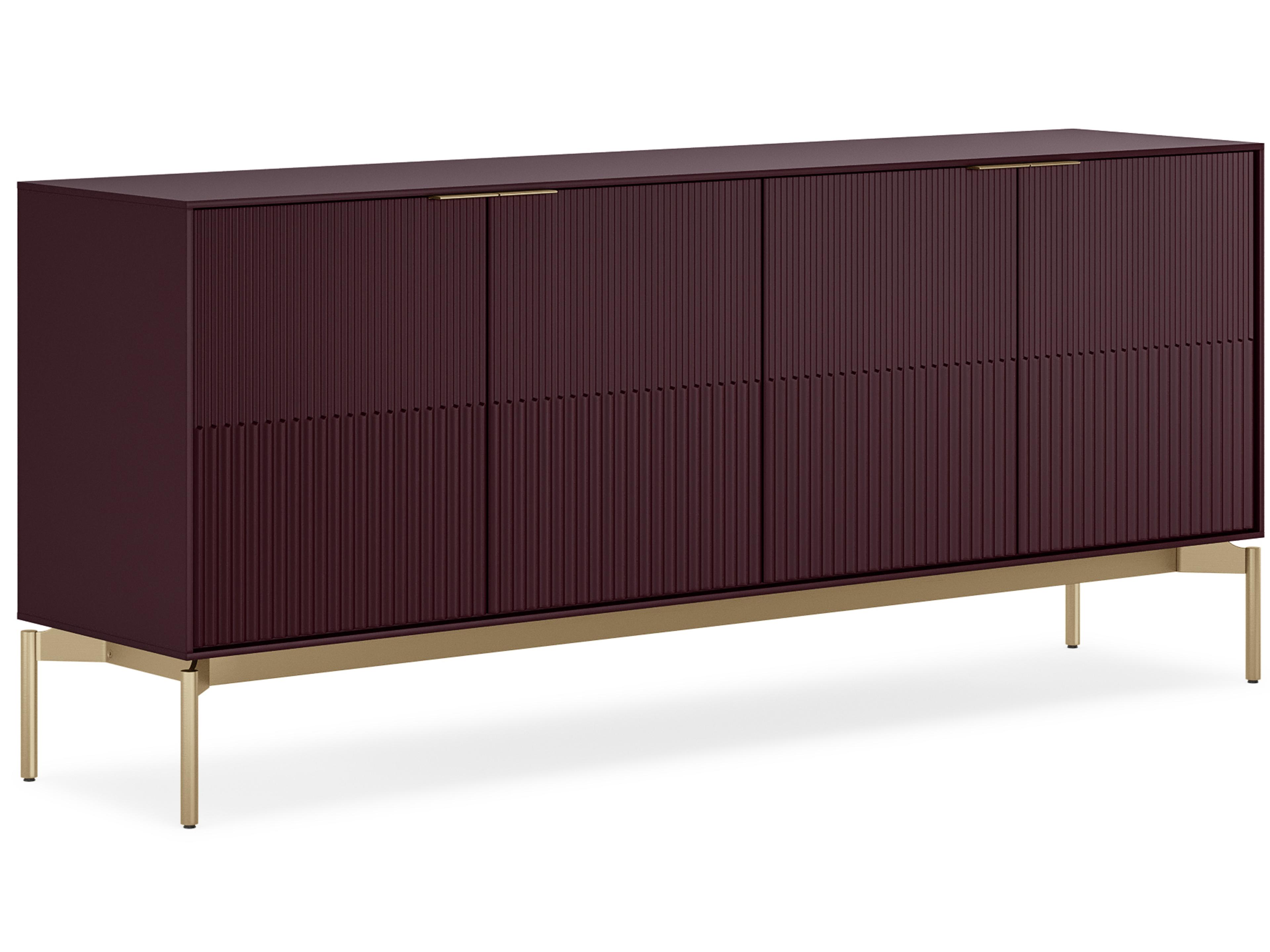 Zig 79" Merlot Sideboard With Brushed Brass Base