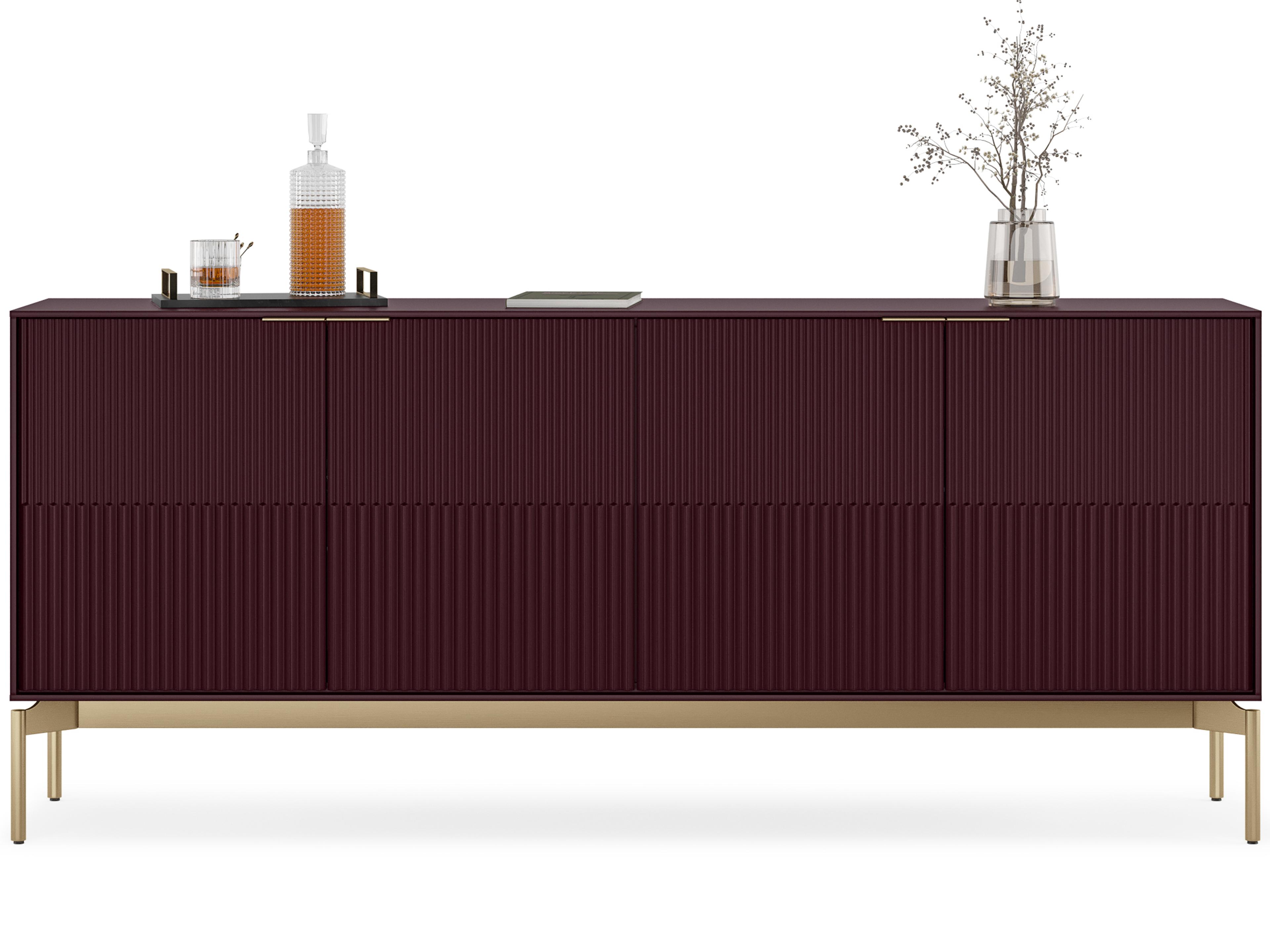 BDI Zig 79" Merlot Sideboard With Brushed Brass Base