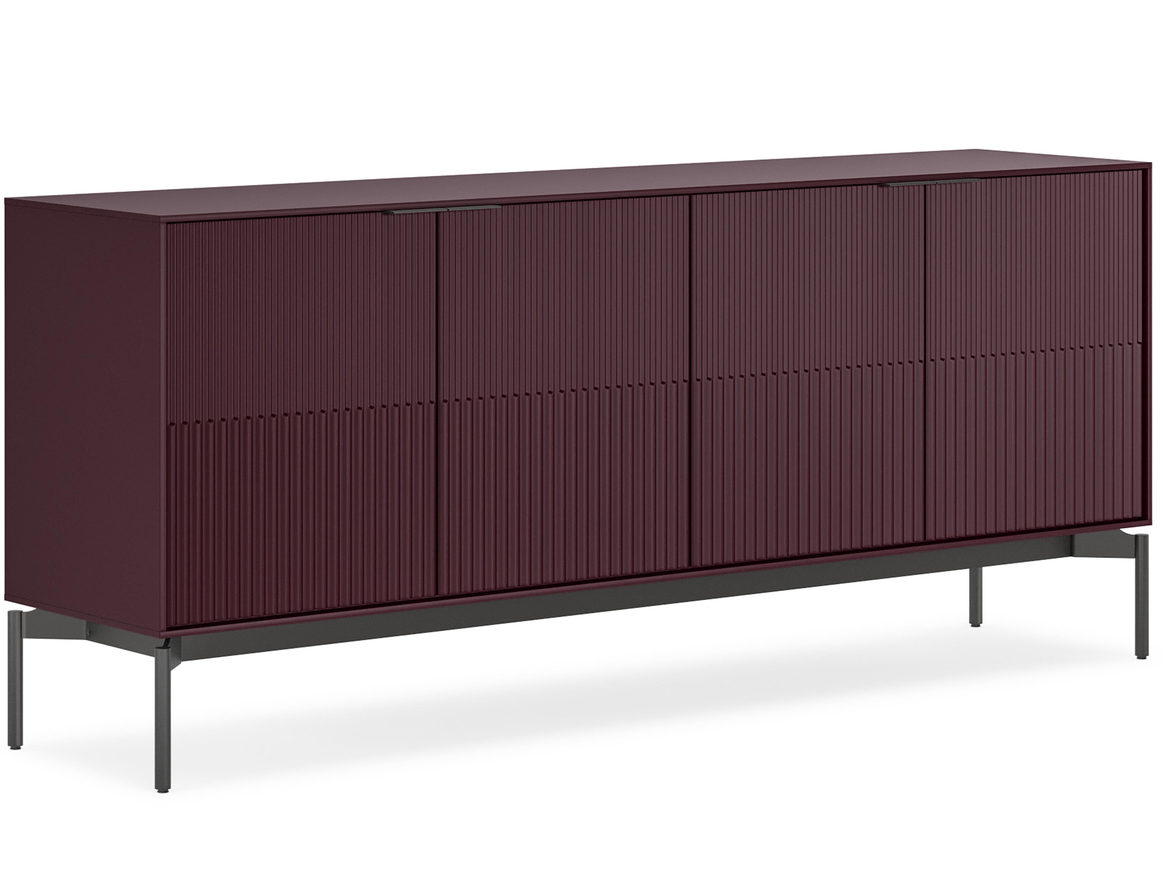Zig 79" Merlot Sideboard With Brushed Carbon Base