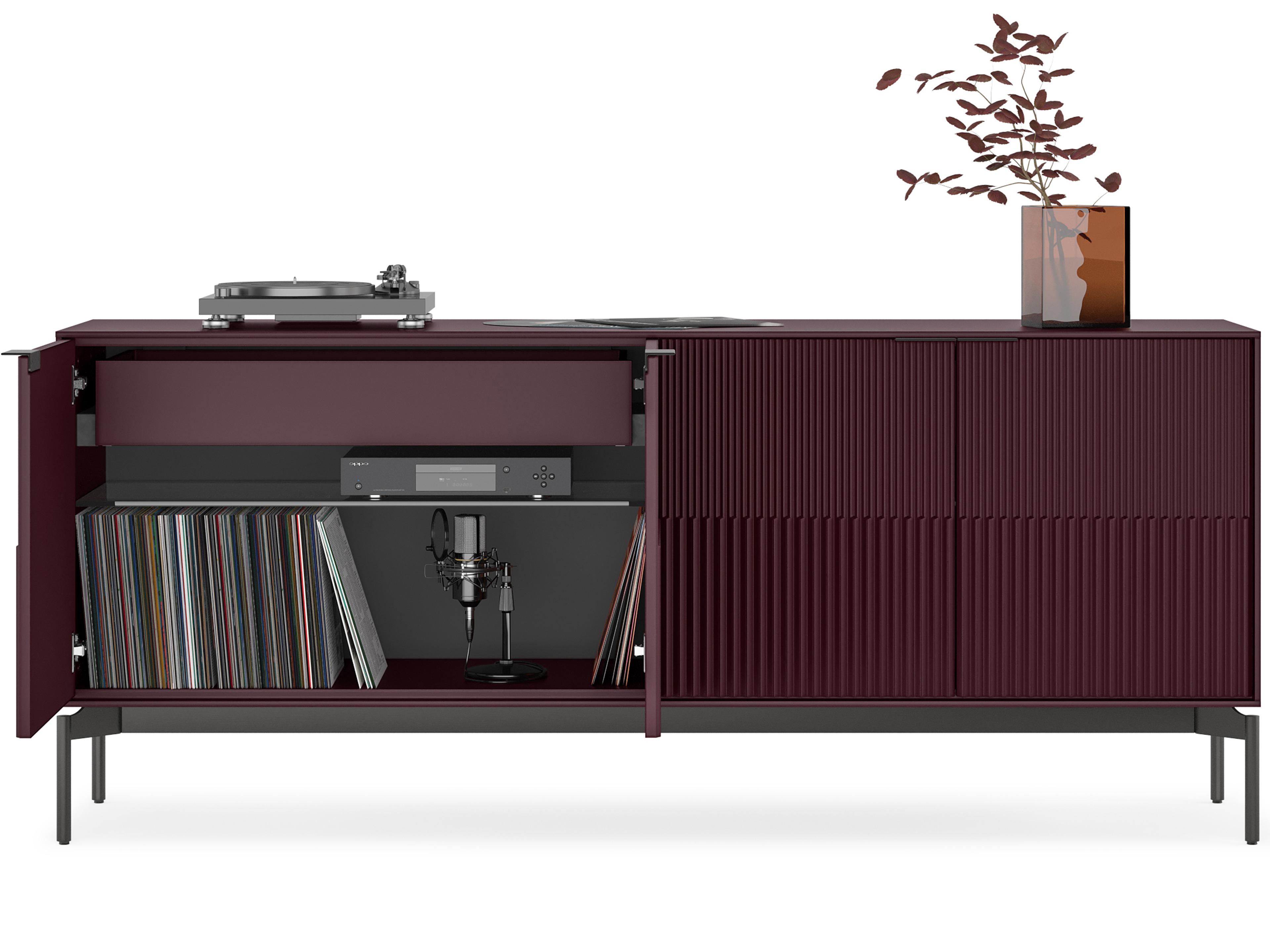 BDI Zig 79" Merlot Sideboard With Brushed Carbon Base