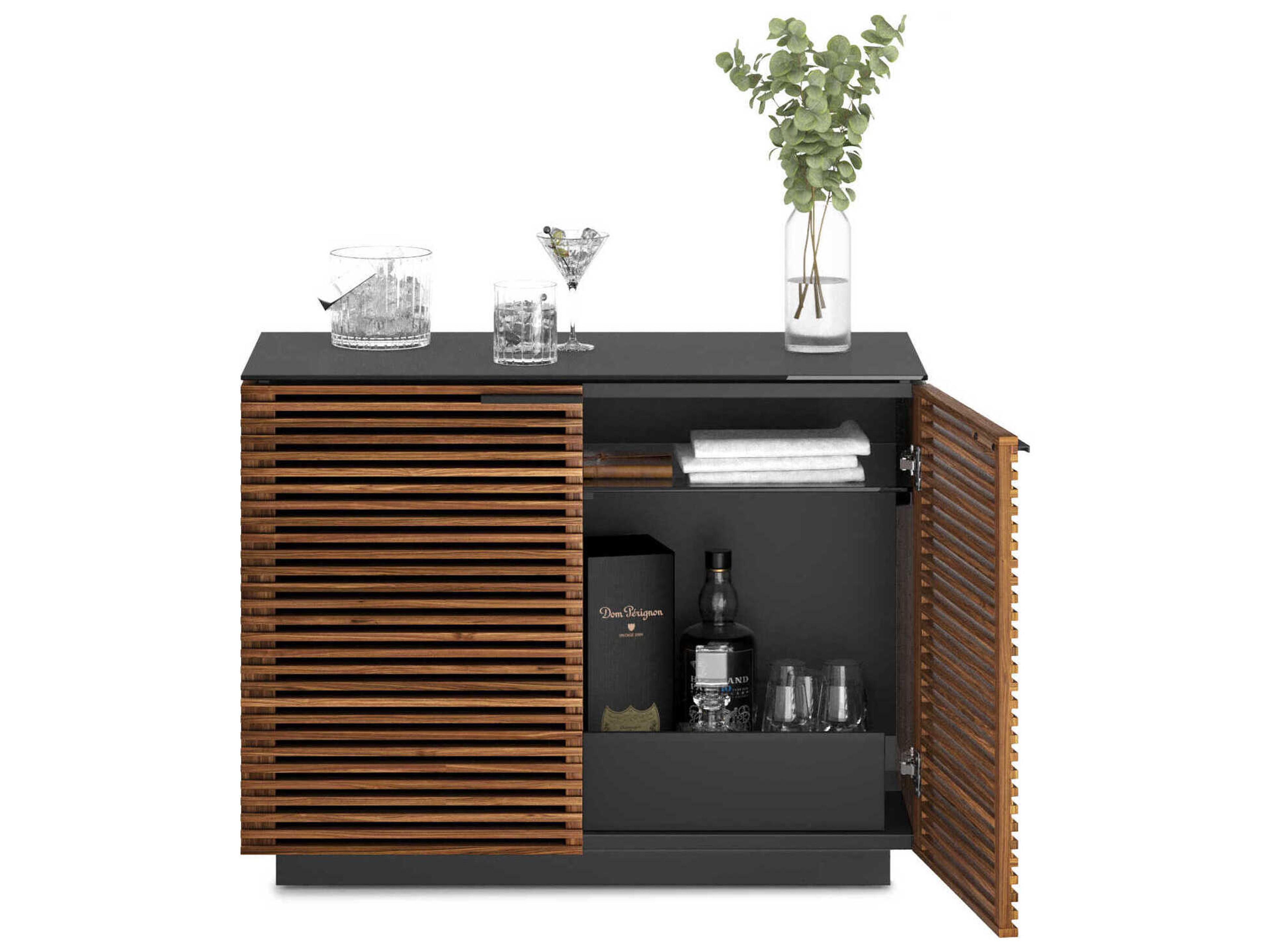 BDI Corridor Natural Walnut Black Brown Hardwood Accent Chest