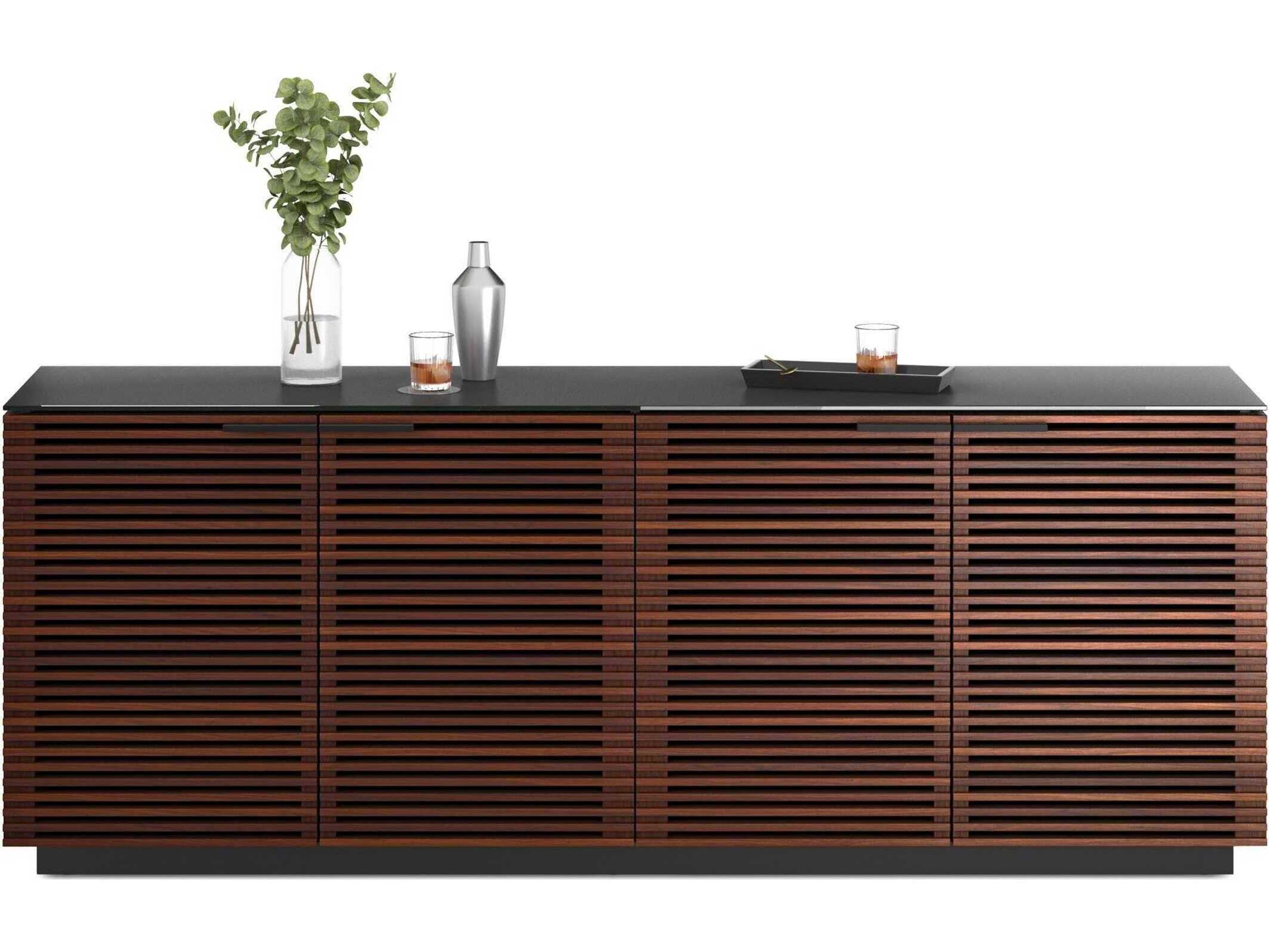 BDI Corridor 79" Hardwood Chocolate Stained Walnut Black Sideboard
