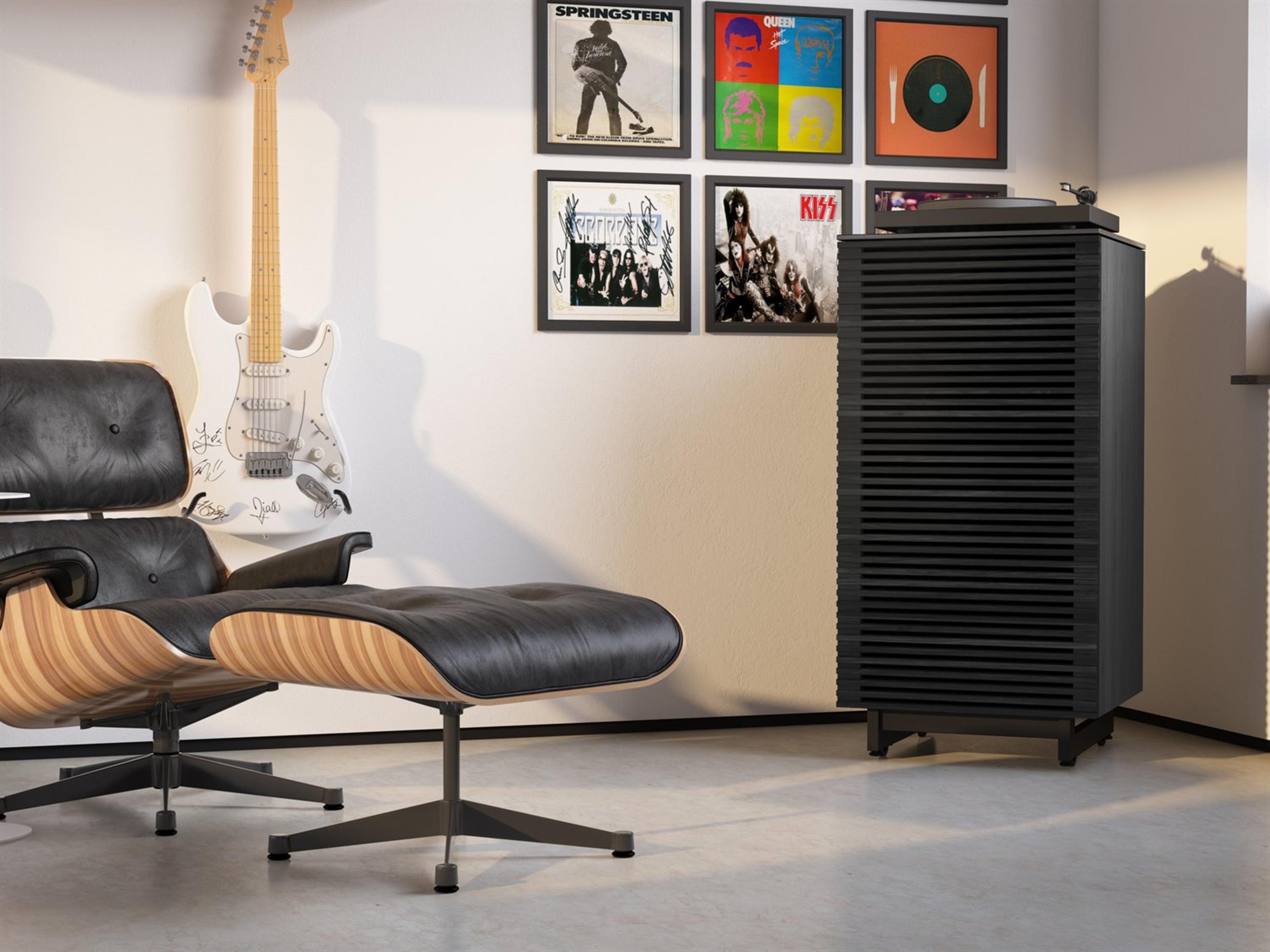BDI Corridor 22" Charcoal Stained Ash Enclosed Audio Tower