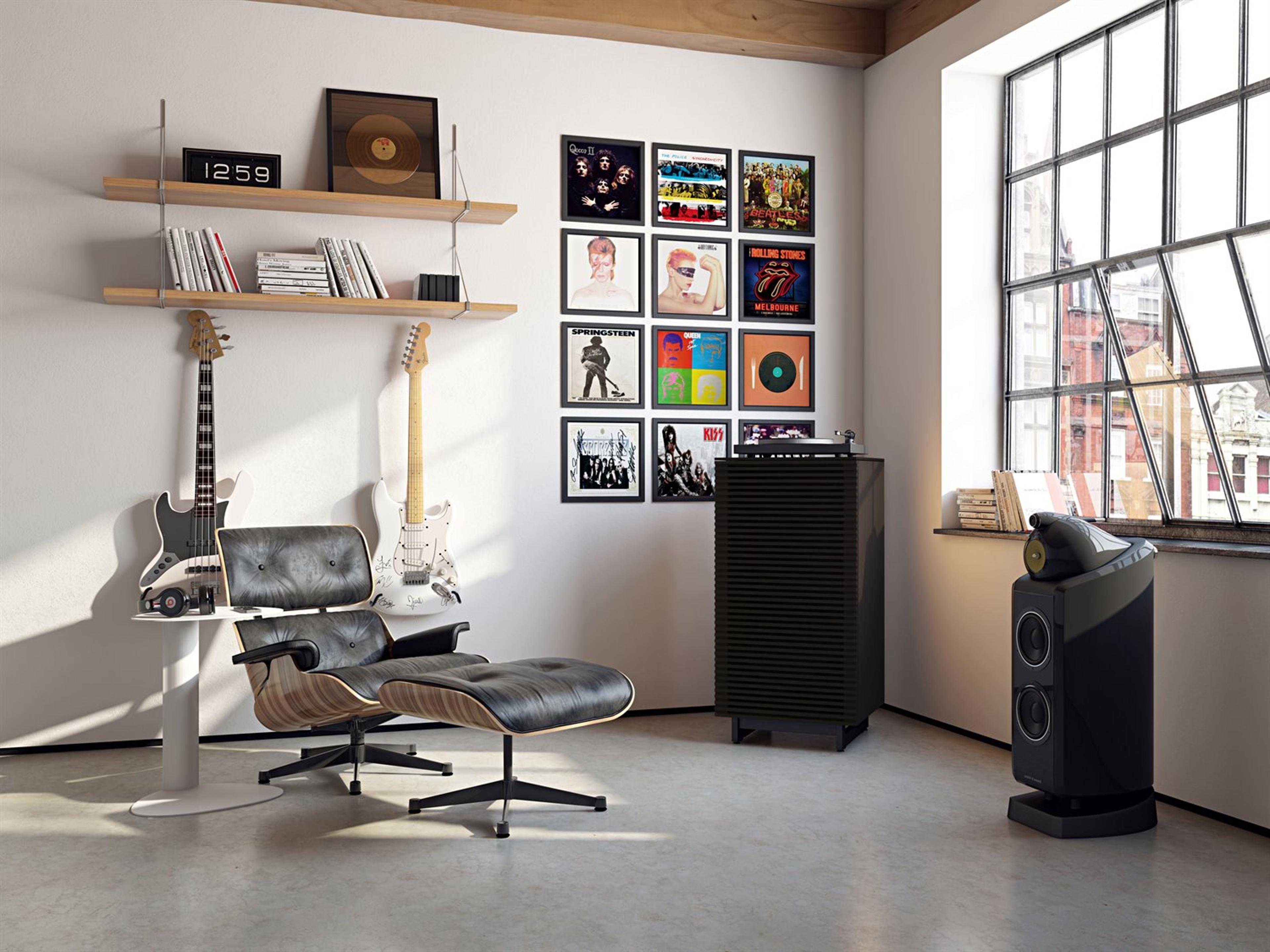 BDI Corridor 22" Charcoal Stained Ash Enclosed Audio Tower