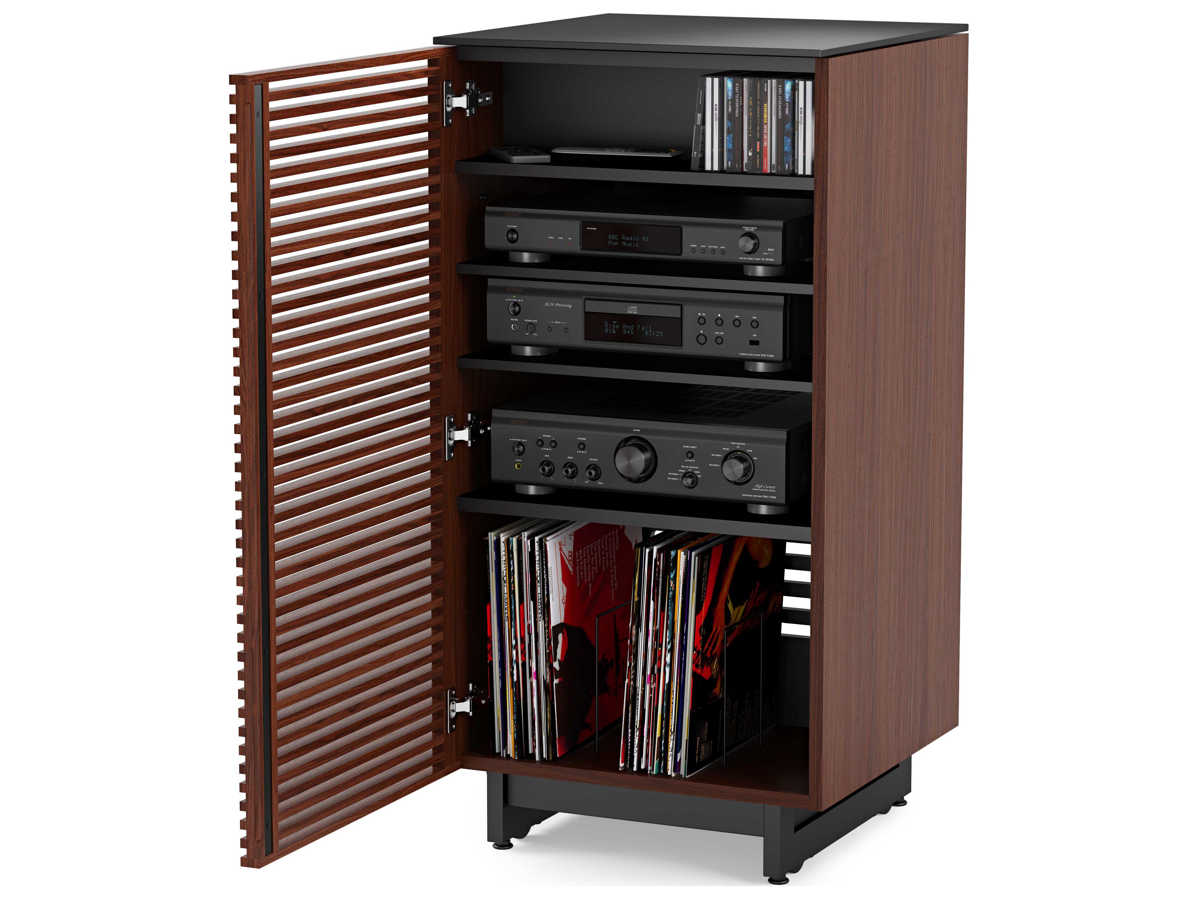 BDI Corridor 22" Chocolate Stained Walnut Enclosed Audio Tower