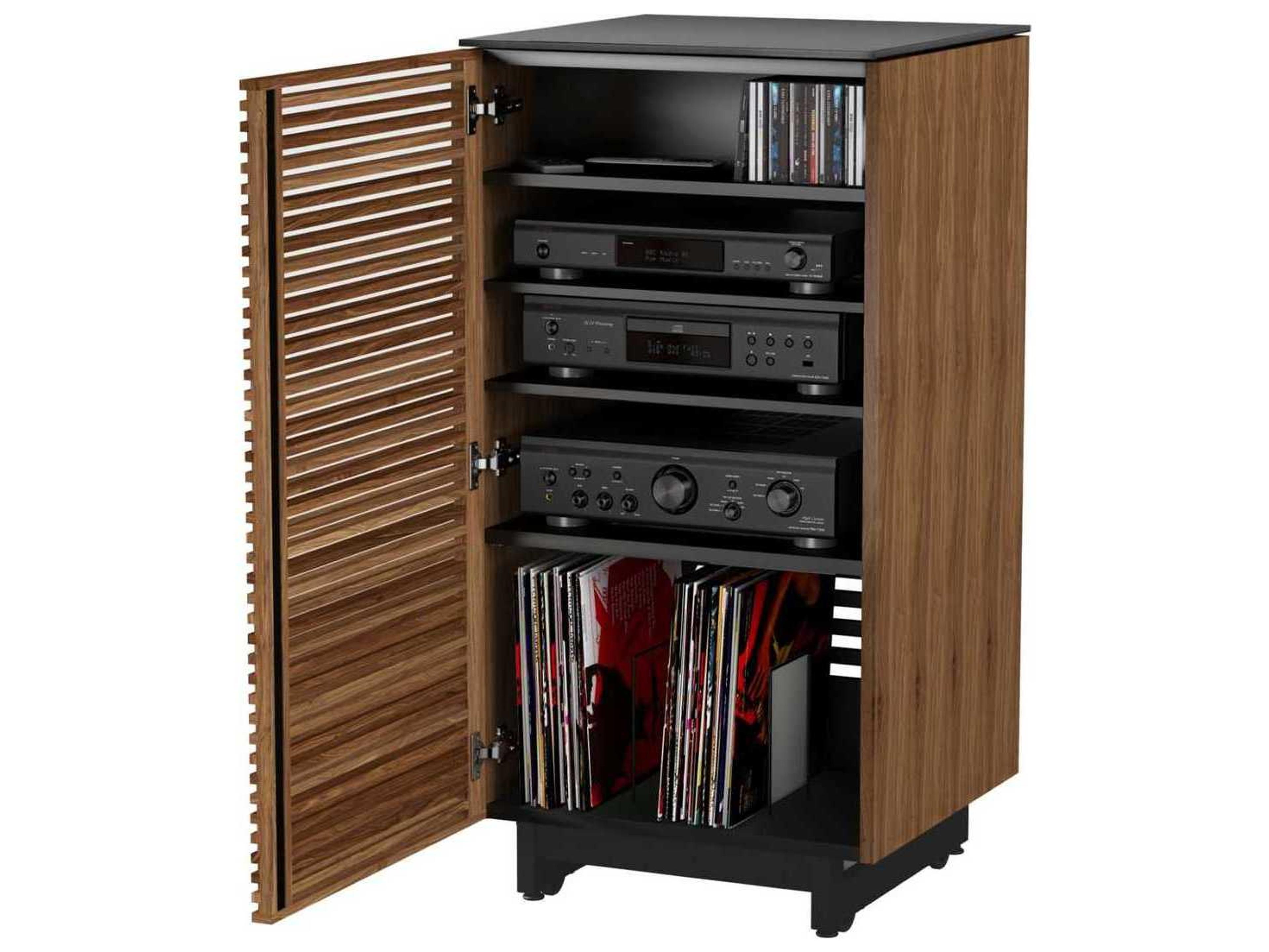 BDI Corridor 22" Natural Walnut Enclosed Audio Tower