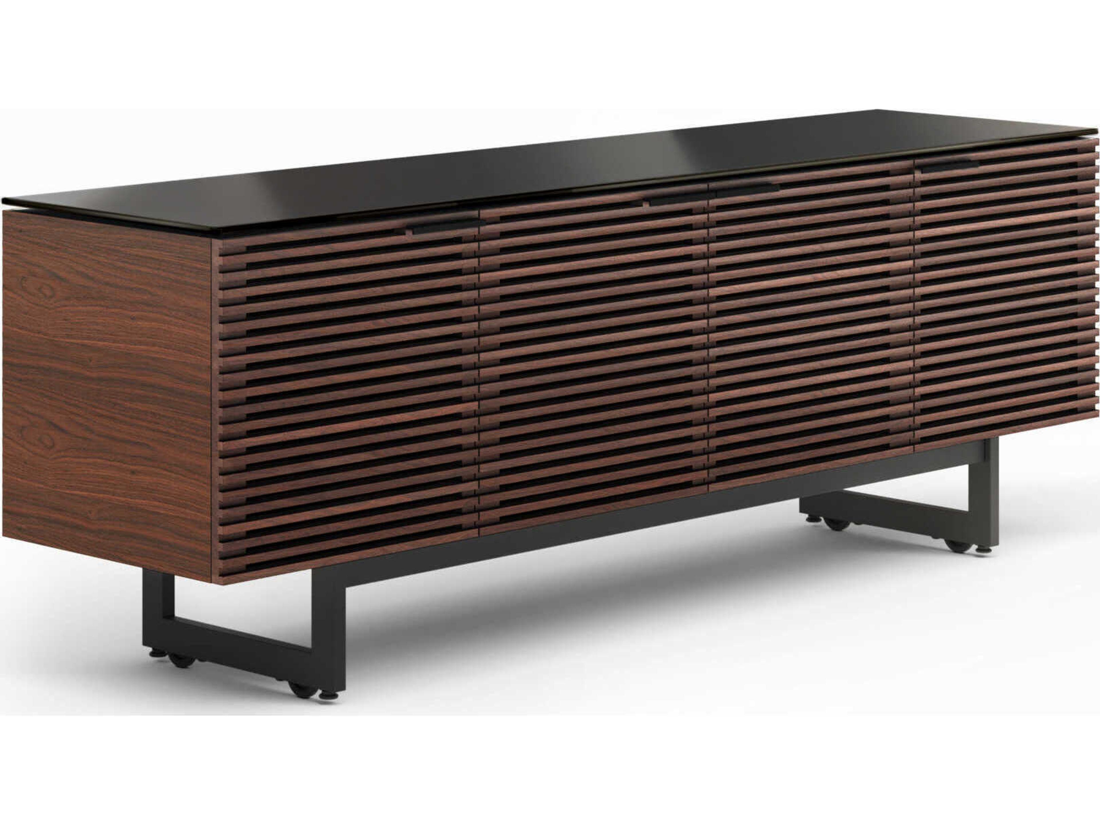 Corridor Chocolate Stained Walnut Media Cabinet with Louvered Doors