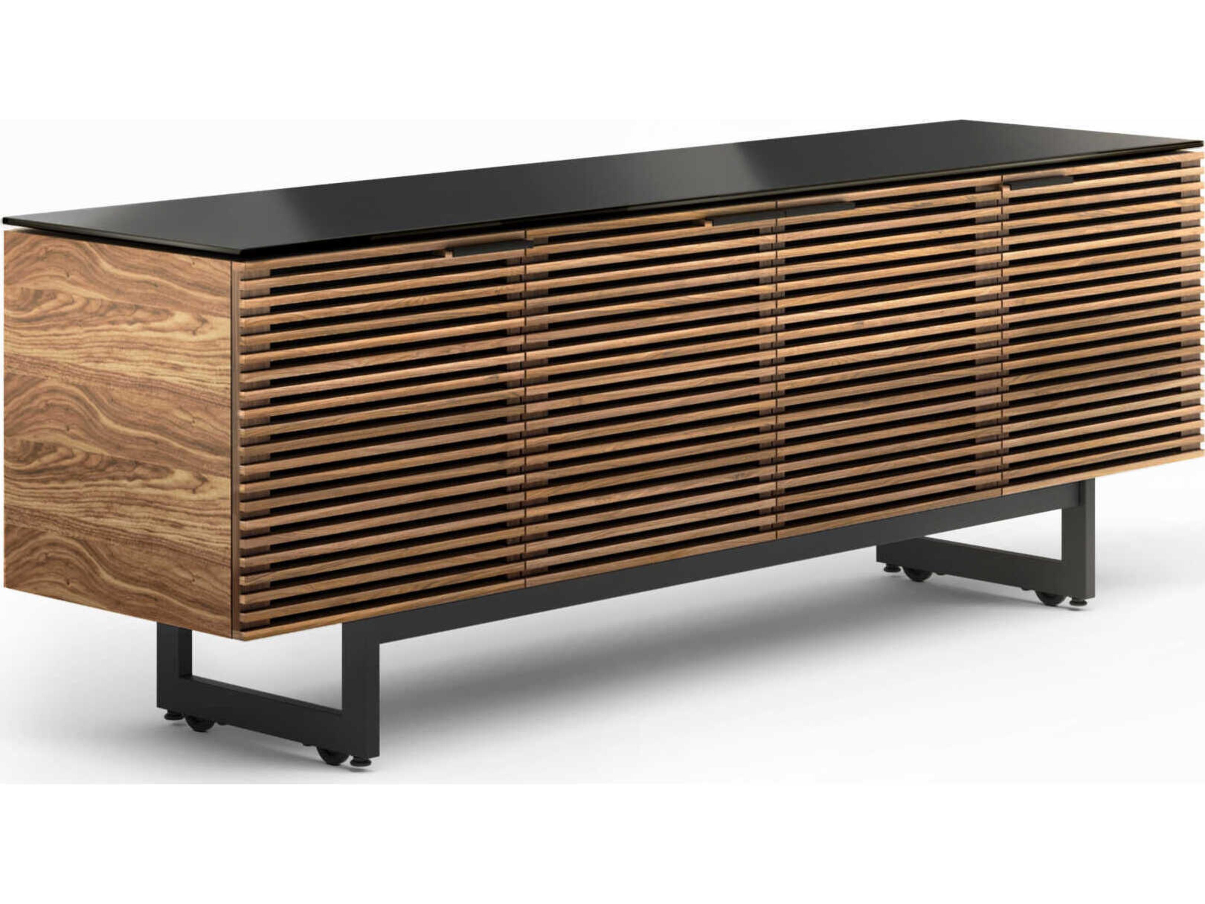 Corridor Media Console Natural Walnut Louvered Doors