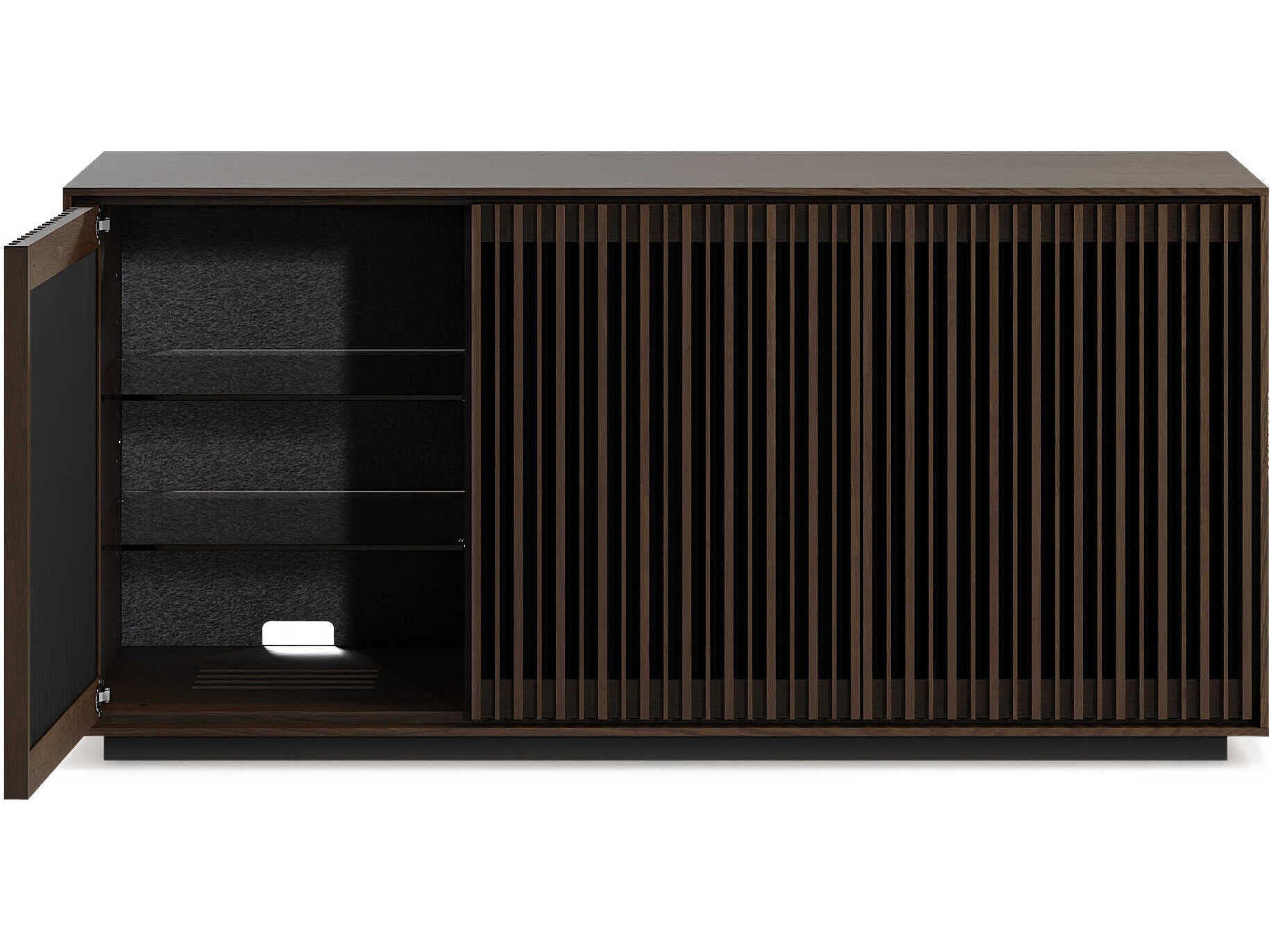 BDI Profile 75" Hardwood Toasted Oak Black Media Console