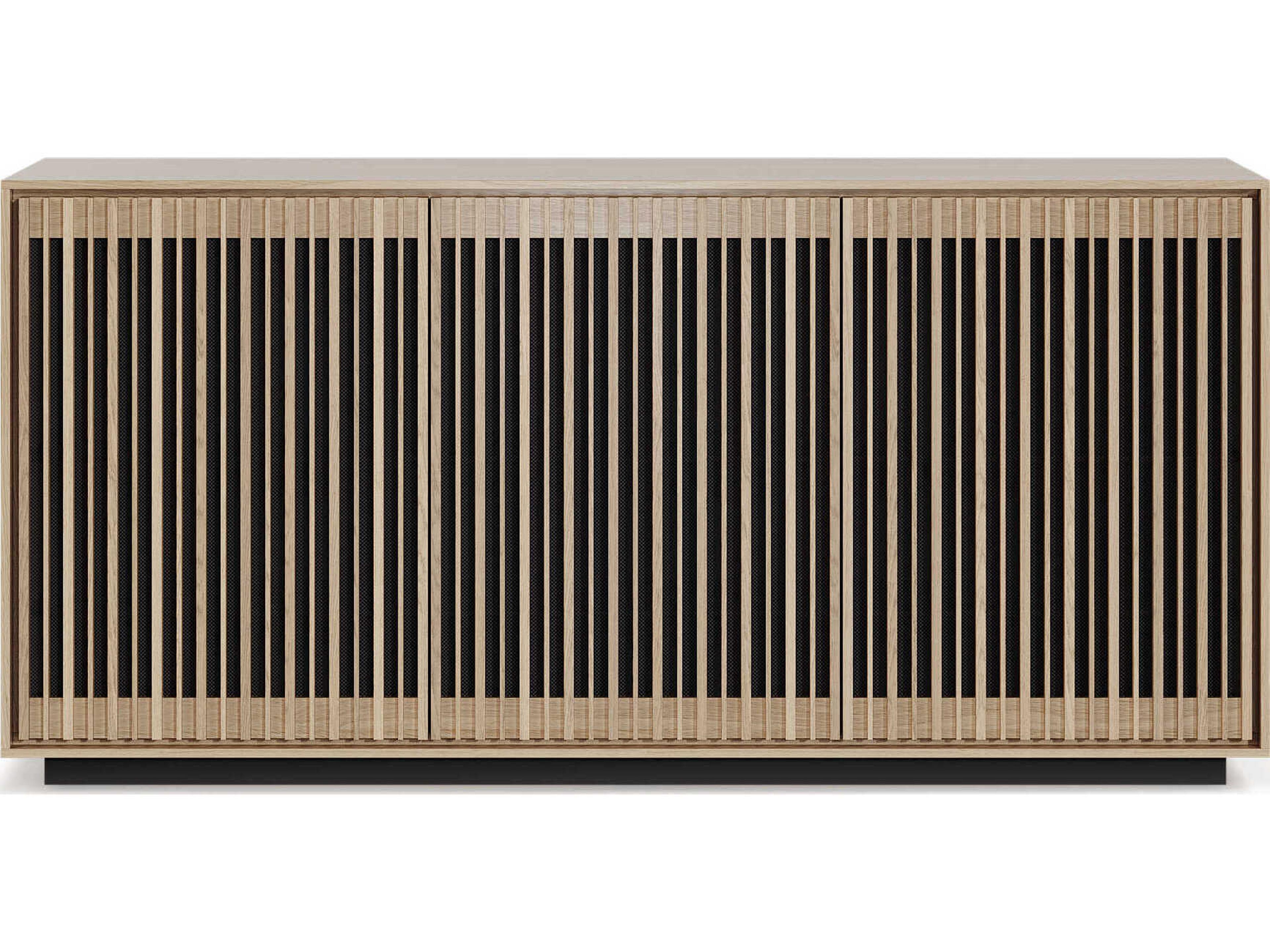 BDI Profile 75" Hardwood Washed Oak Black Media Console