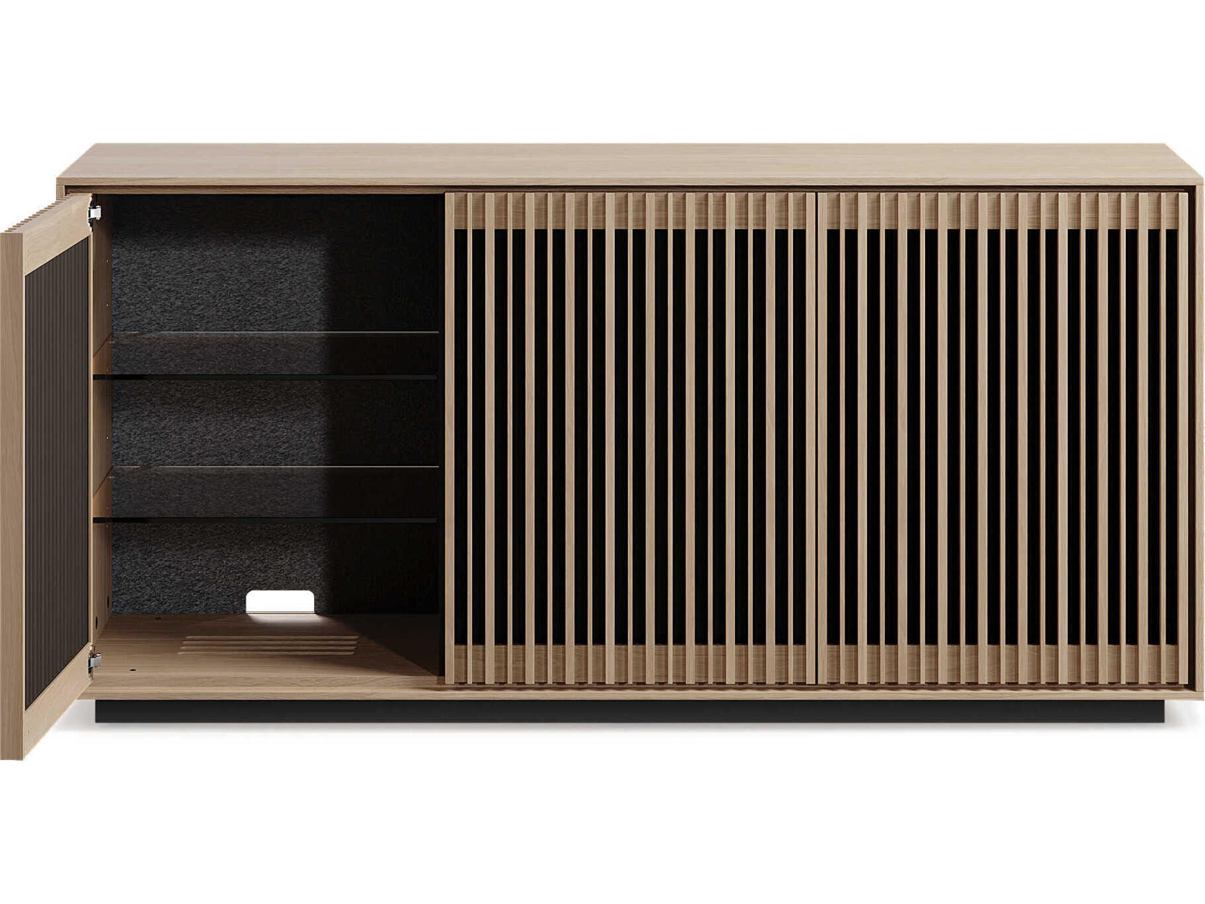 BDI Profile 75" Hardwood Washed Oak Black Media Console