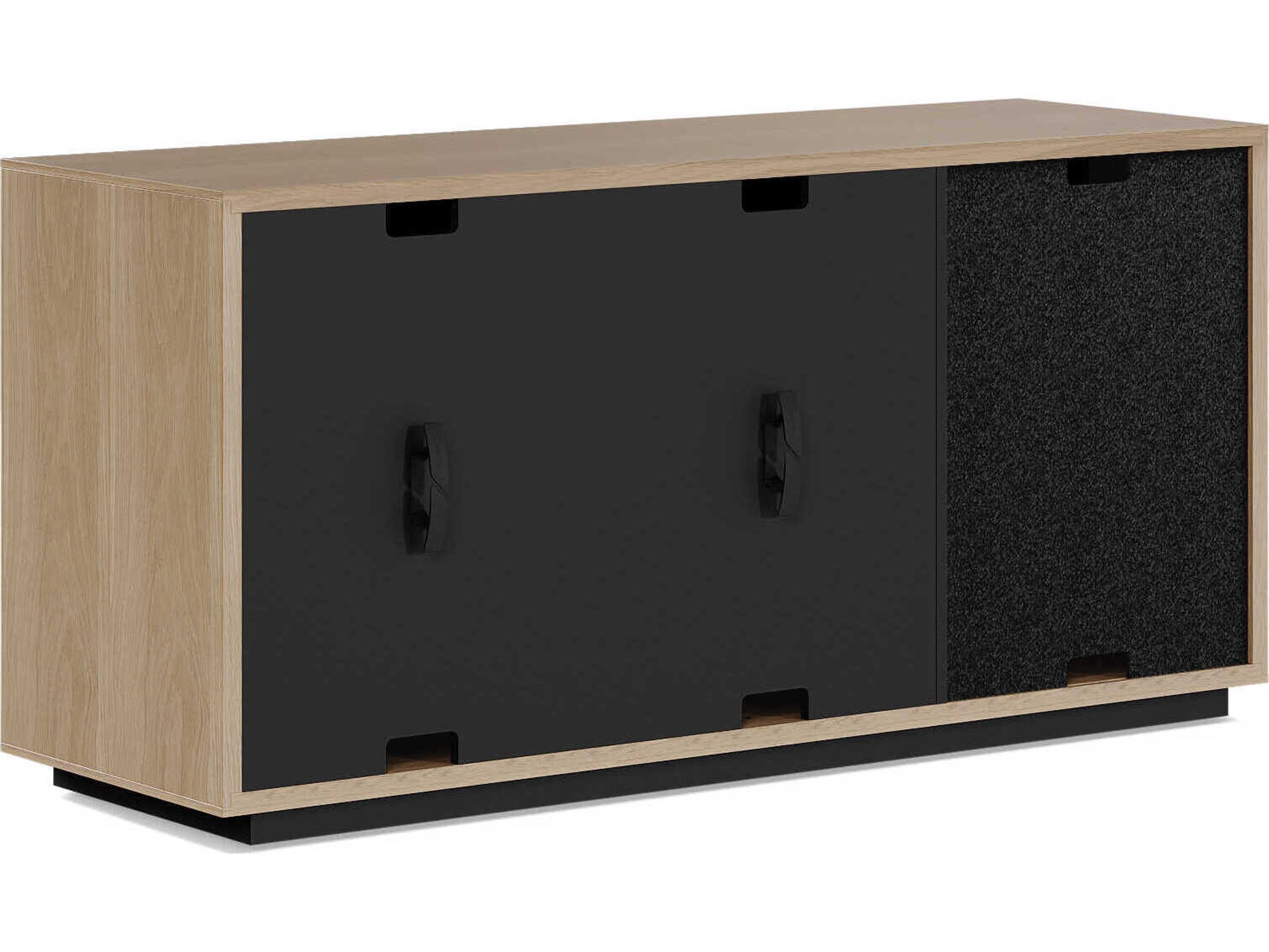 BDI Profile 75" Hardwood Washed Oak Black Media Console