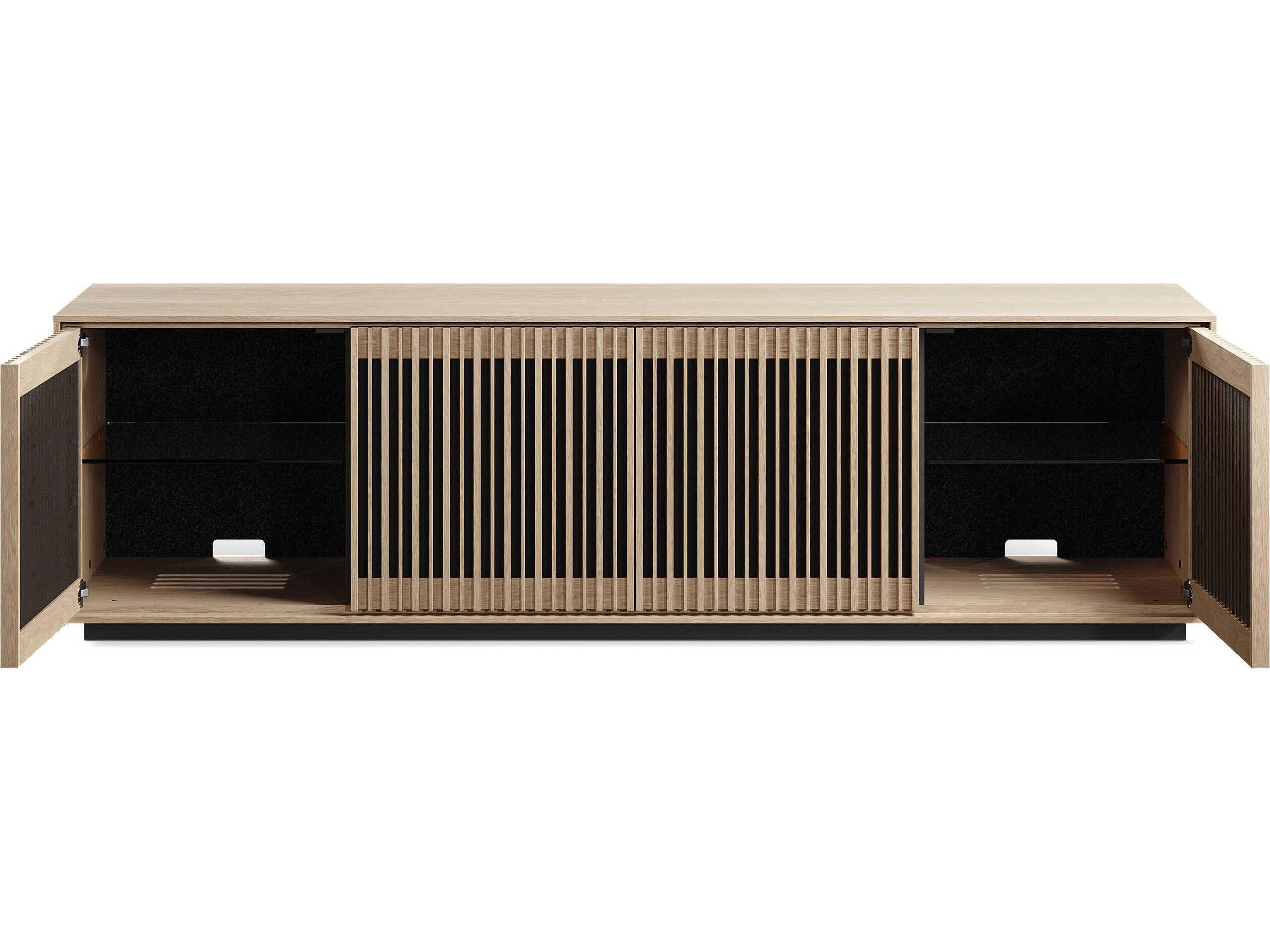 BDI Profile 81" Hardwood Washed Oak Black Media Console