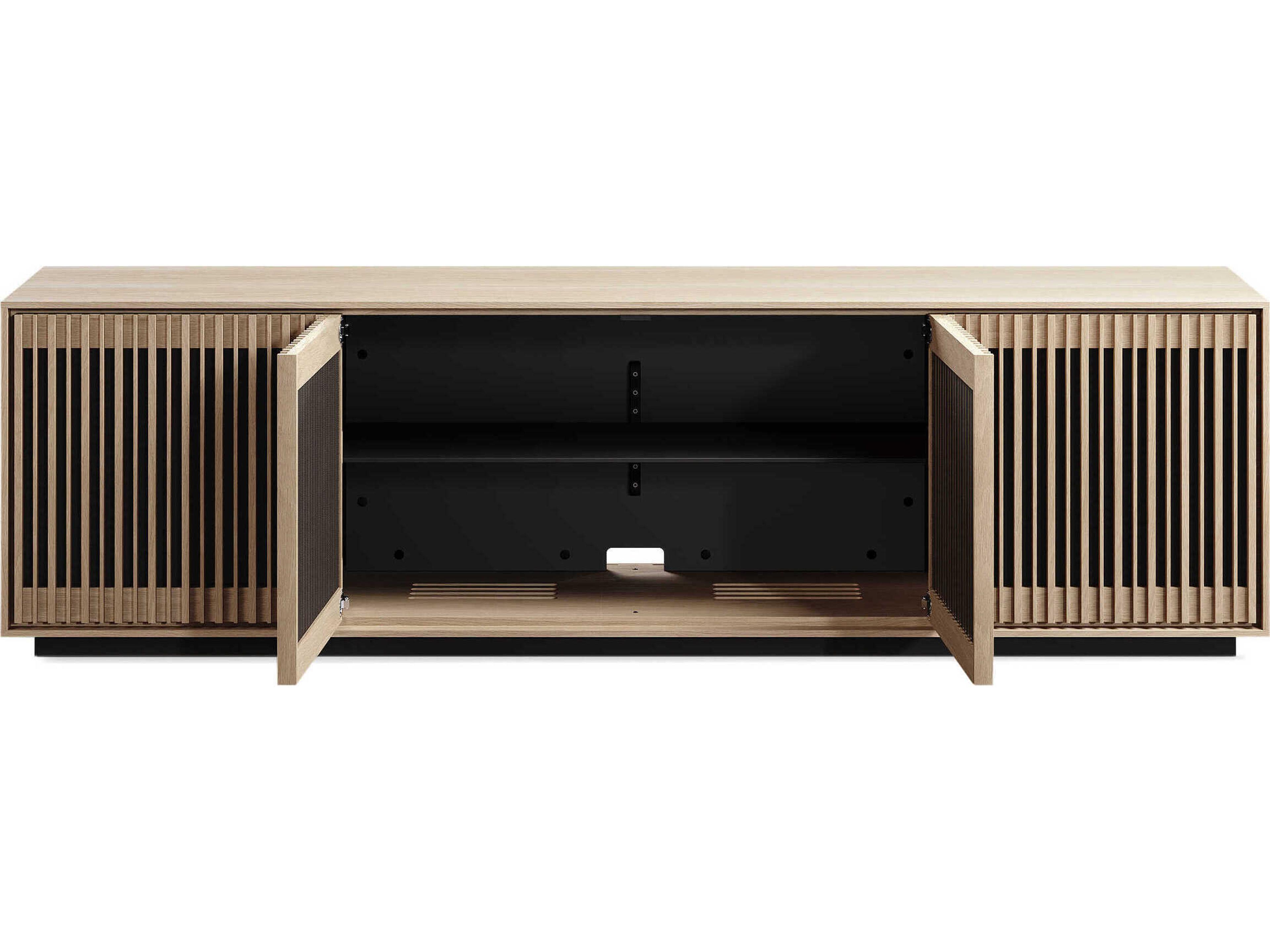 BDI Profile 81" Hardwood Washed Oak Black Media Console