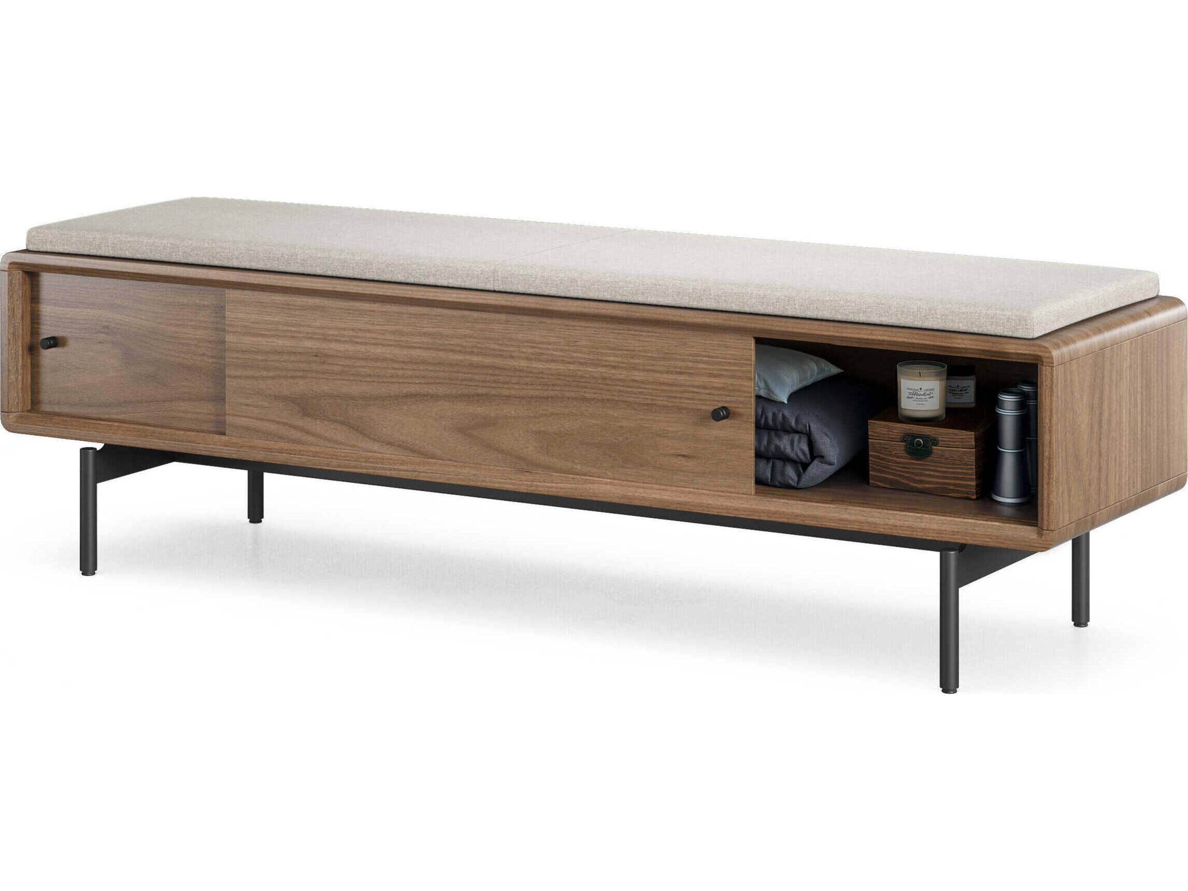 BDI Linq Natural Walnut Almond Brown Upholstered Accent Bench