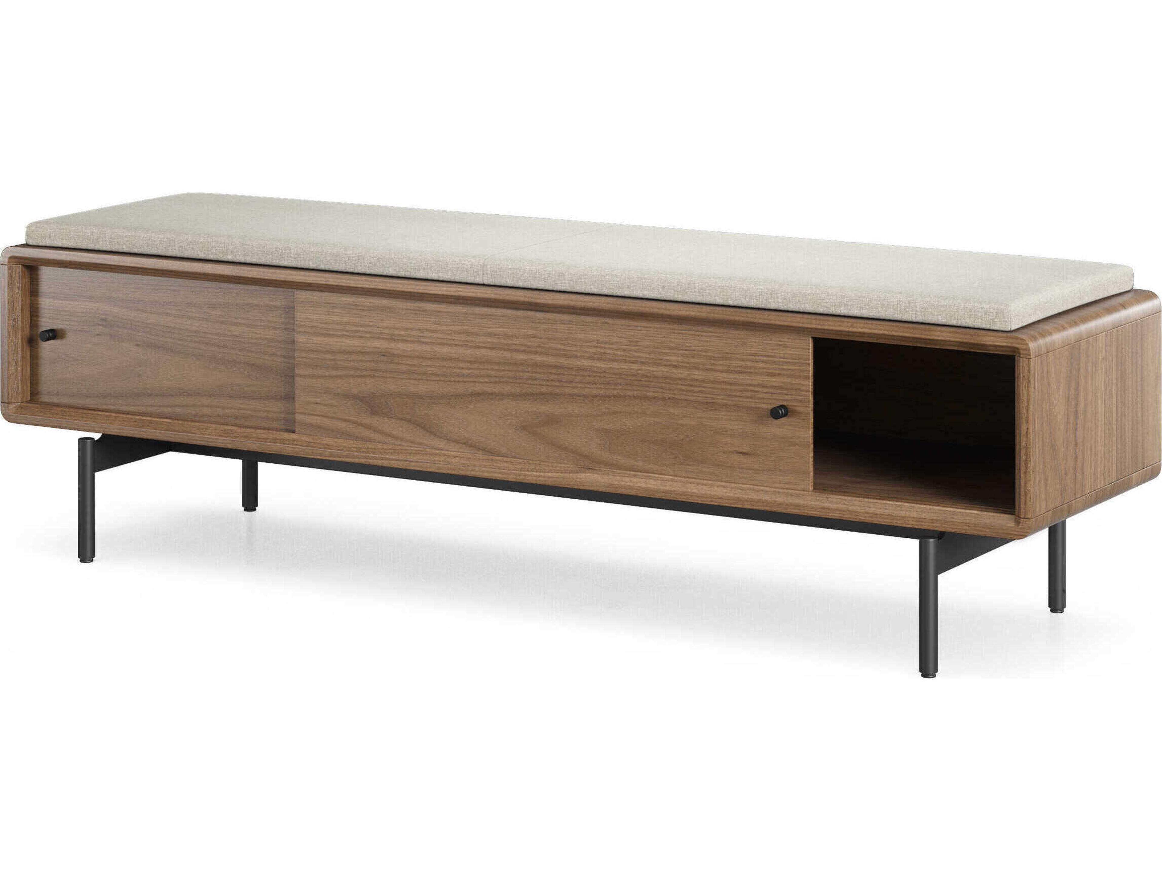 BDI Linq Natural Walnut Almond Brown Upholstered Accent Bench