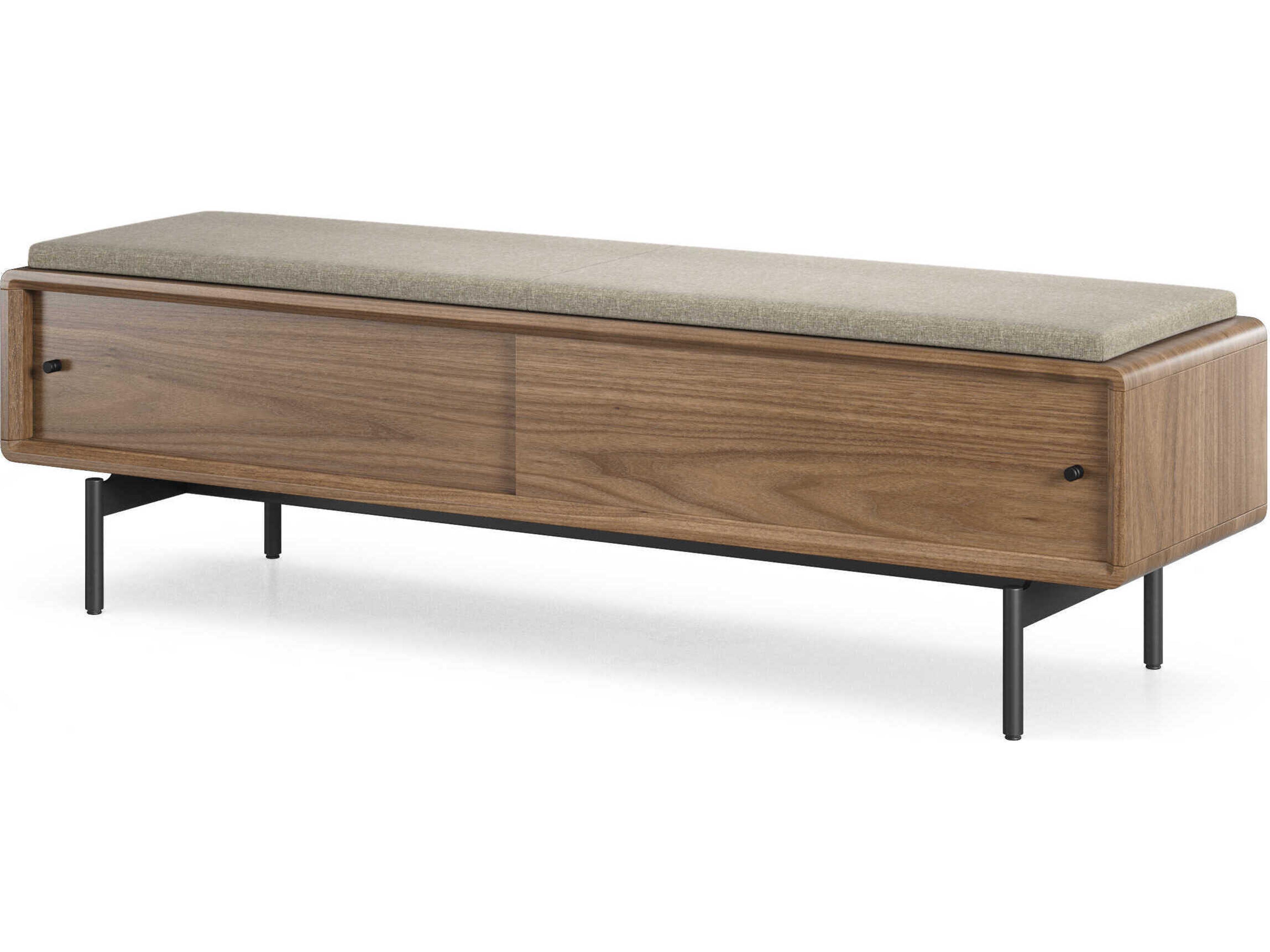 Linq Natural Walnut Pecan Brown Upholstered Accent Bench