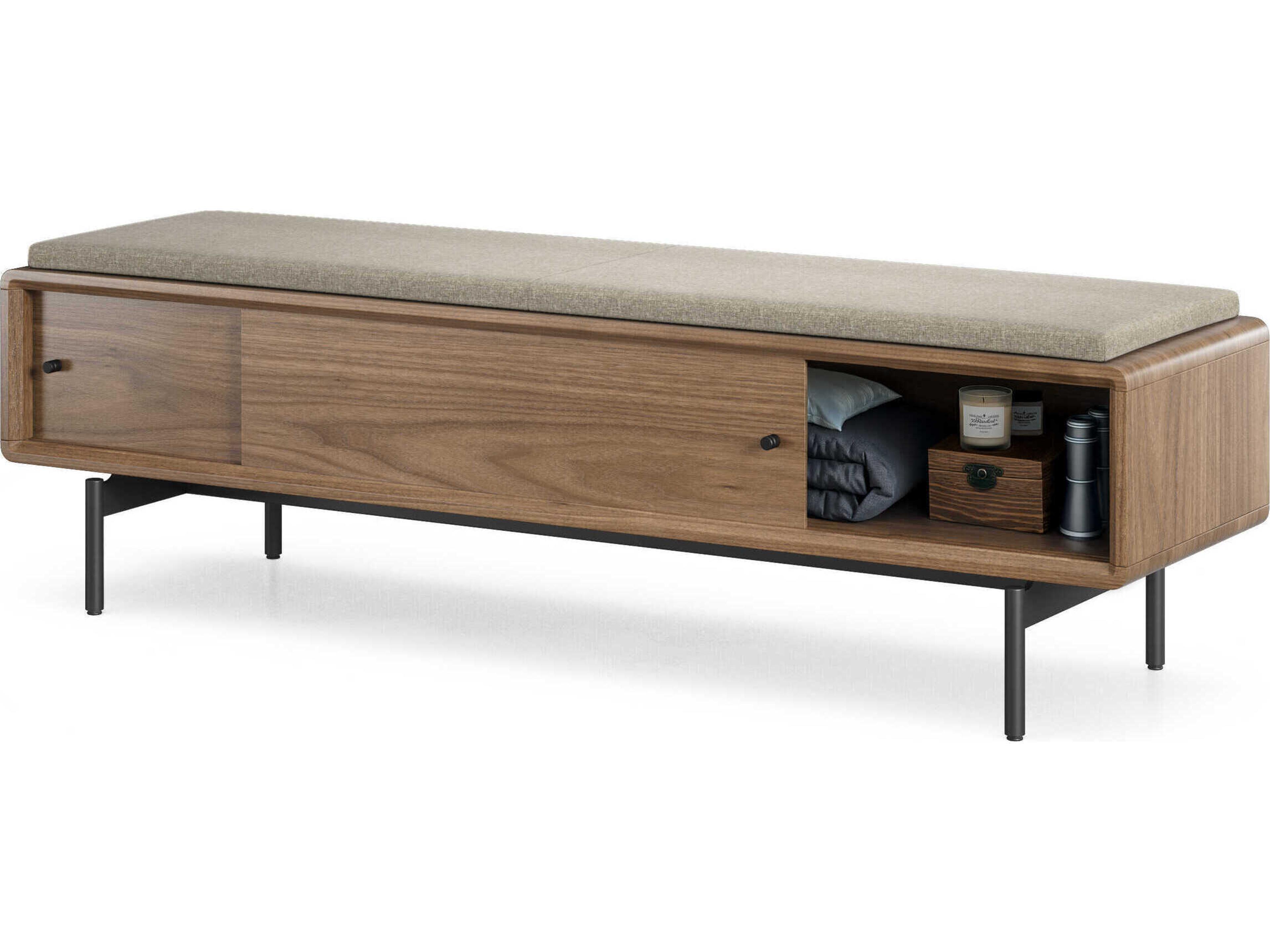 BDI Linq Natural Walnut Pecan Brown Upholstered Accent Bench