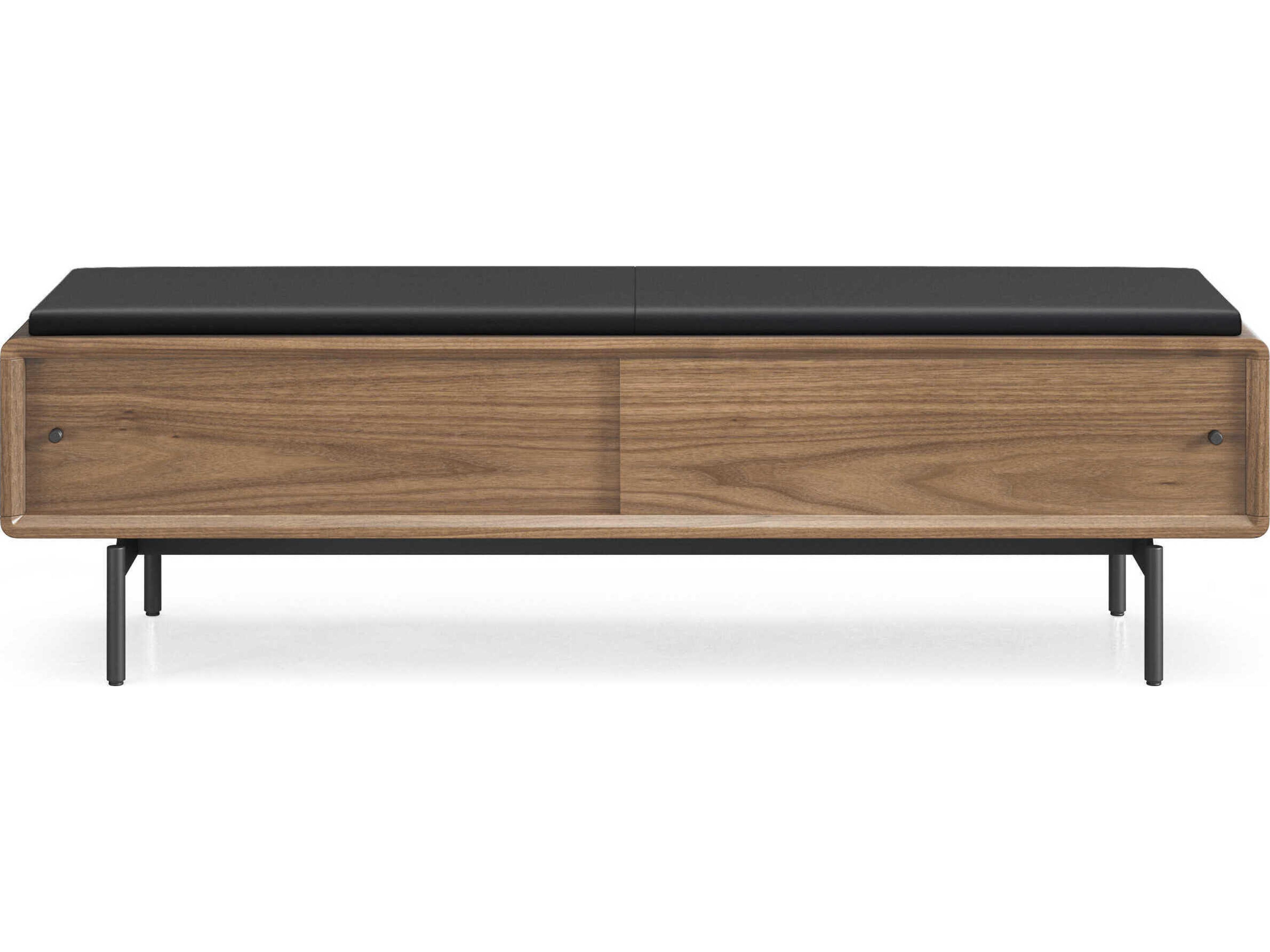 BDI Linq Natural Walnut Pepper Brown Leather Accent Bench