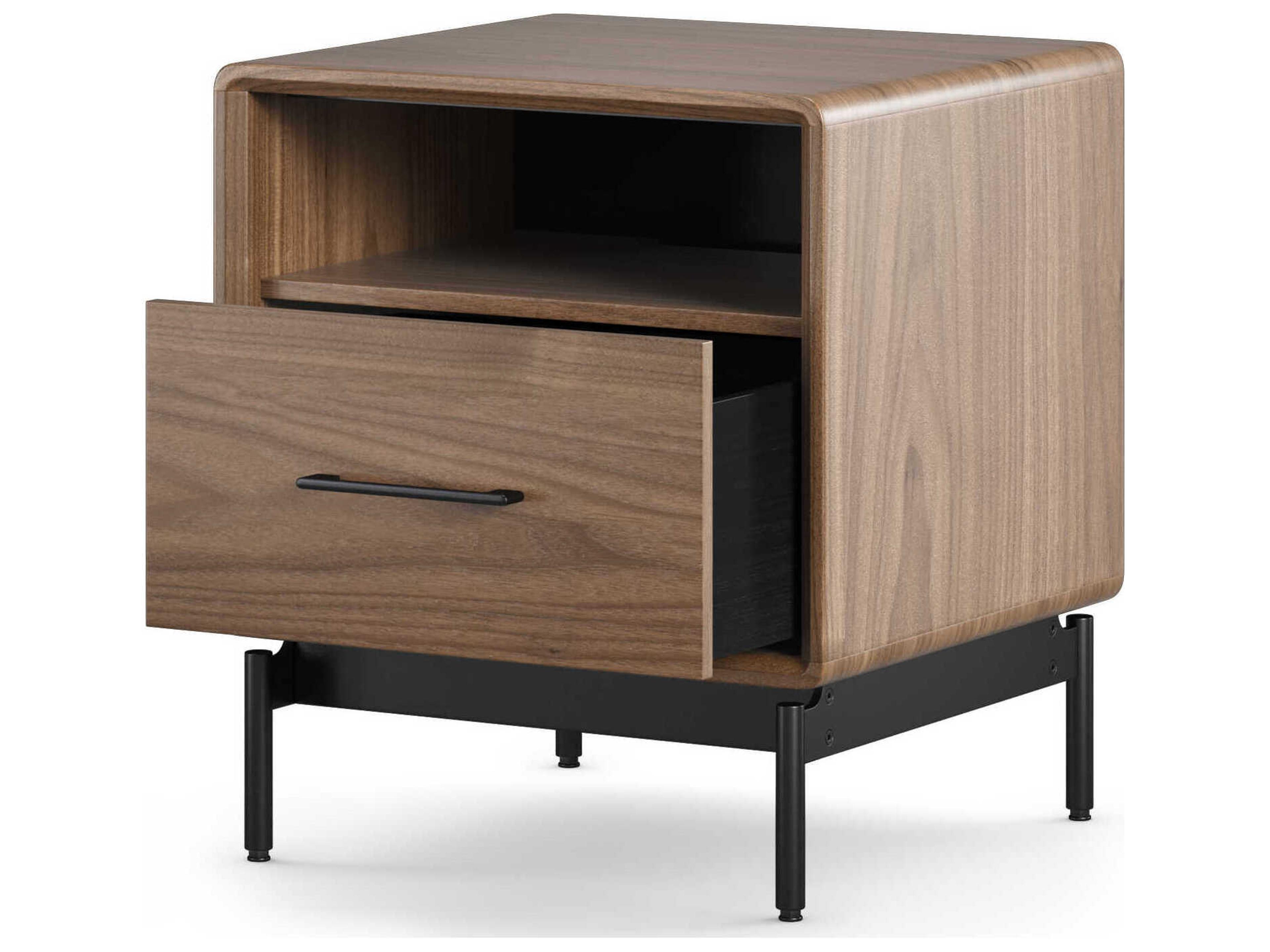 BDI Linq Natural 1-Drawer Brown Walnut Wood Nightstand