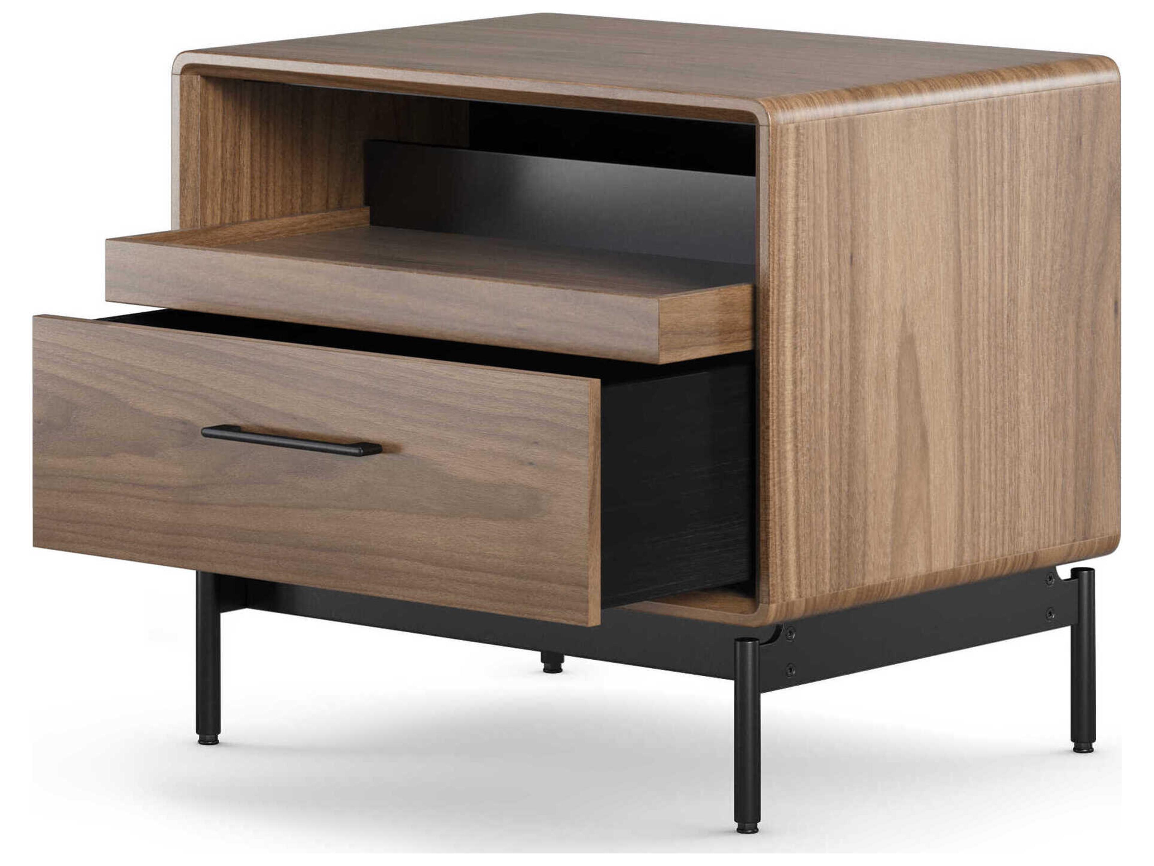 BDI Linq Natural 1-Drawer Brown Walnut Wood Nightstand