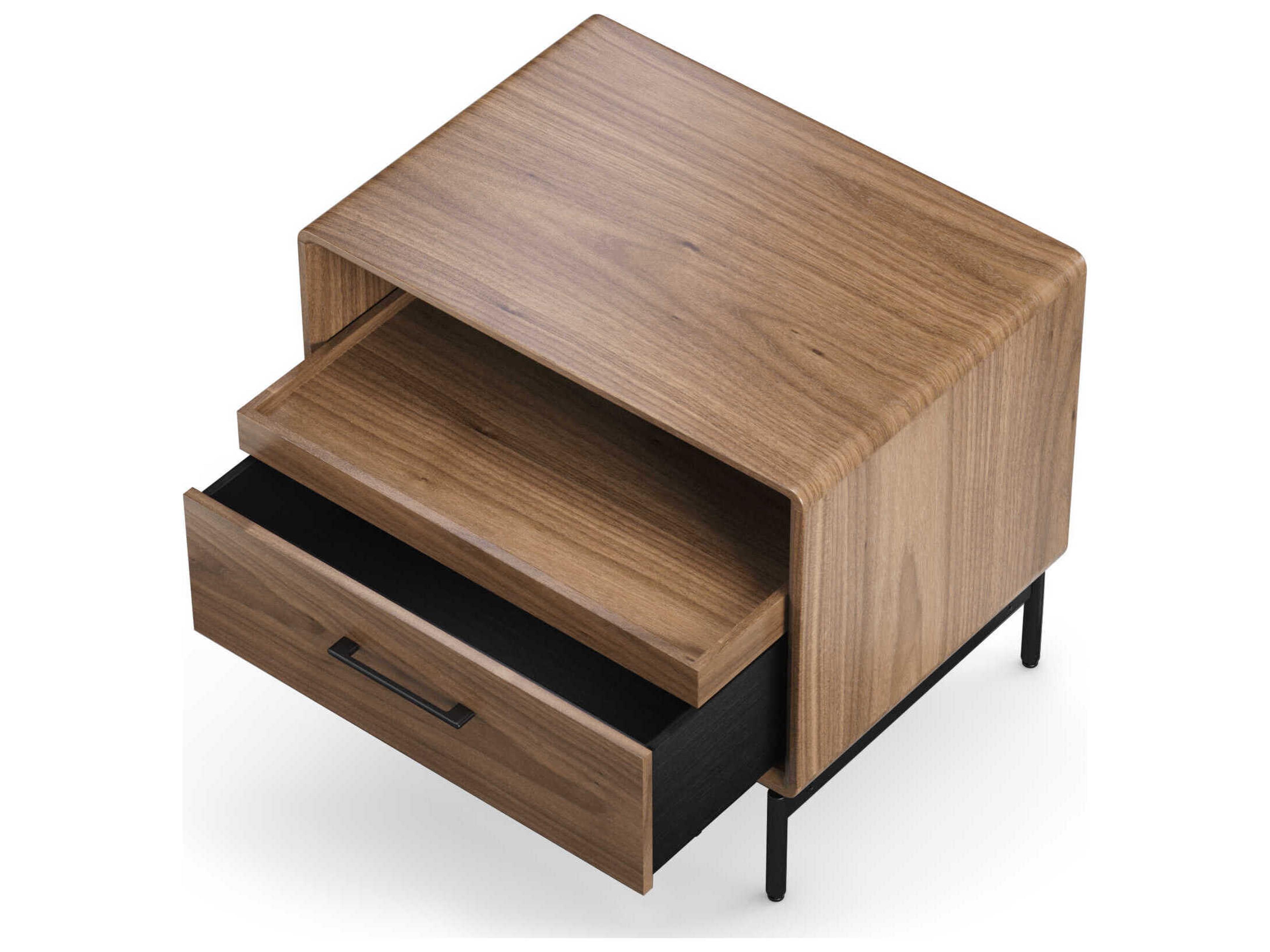 BDI Linq Natural 1-Drawer Brown Walnut Wood Nightstand