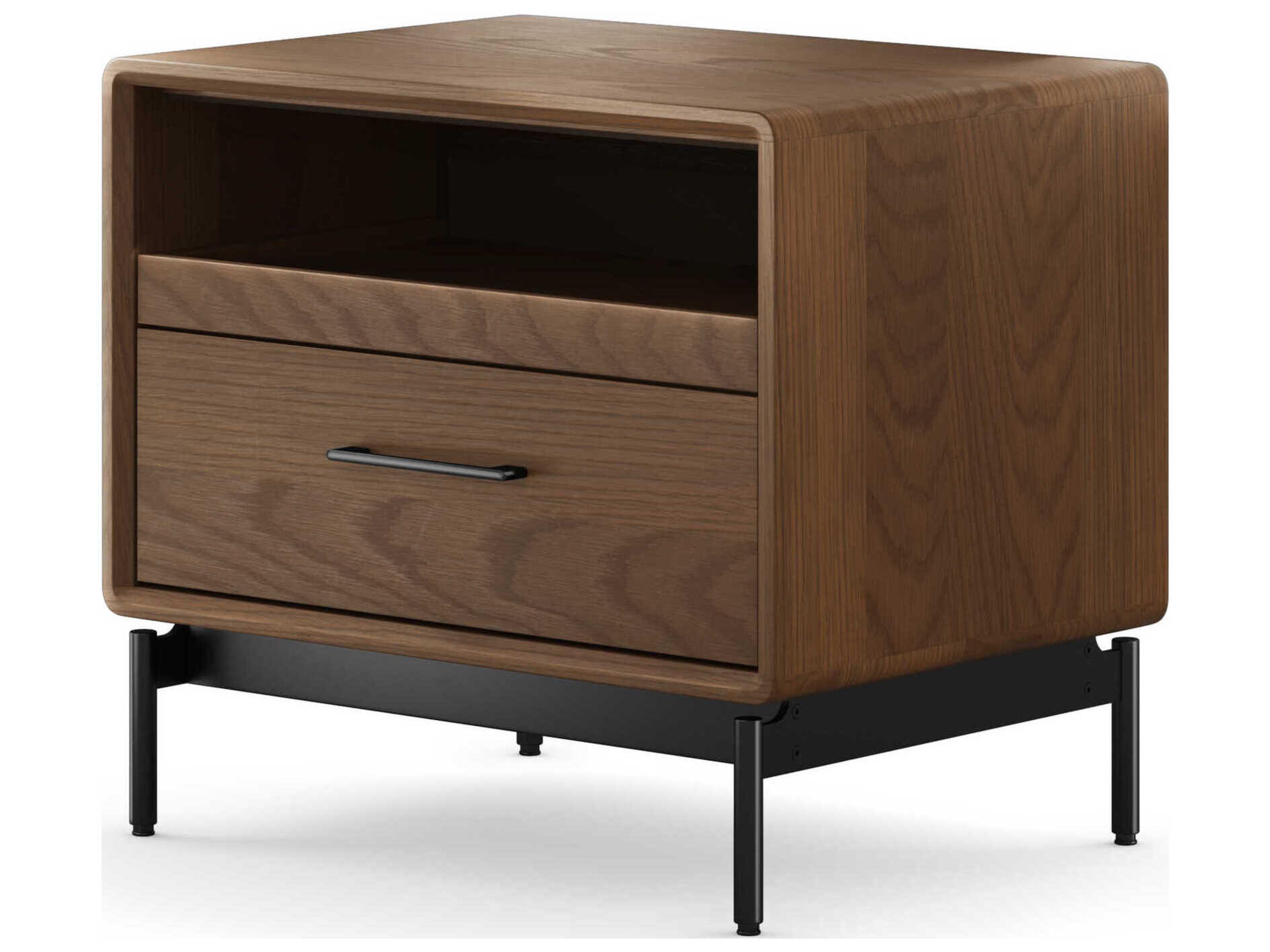 Linq 1-Drawer Brown Hardwood Nightstand