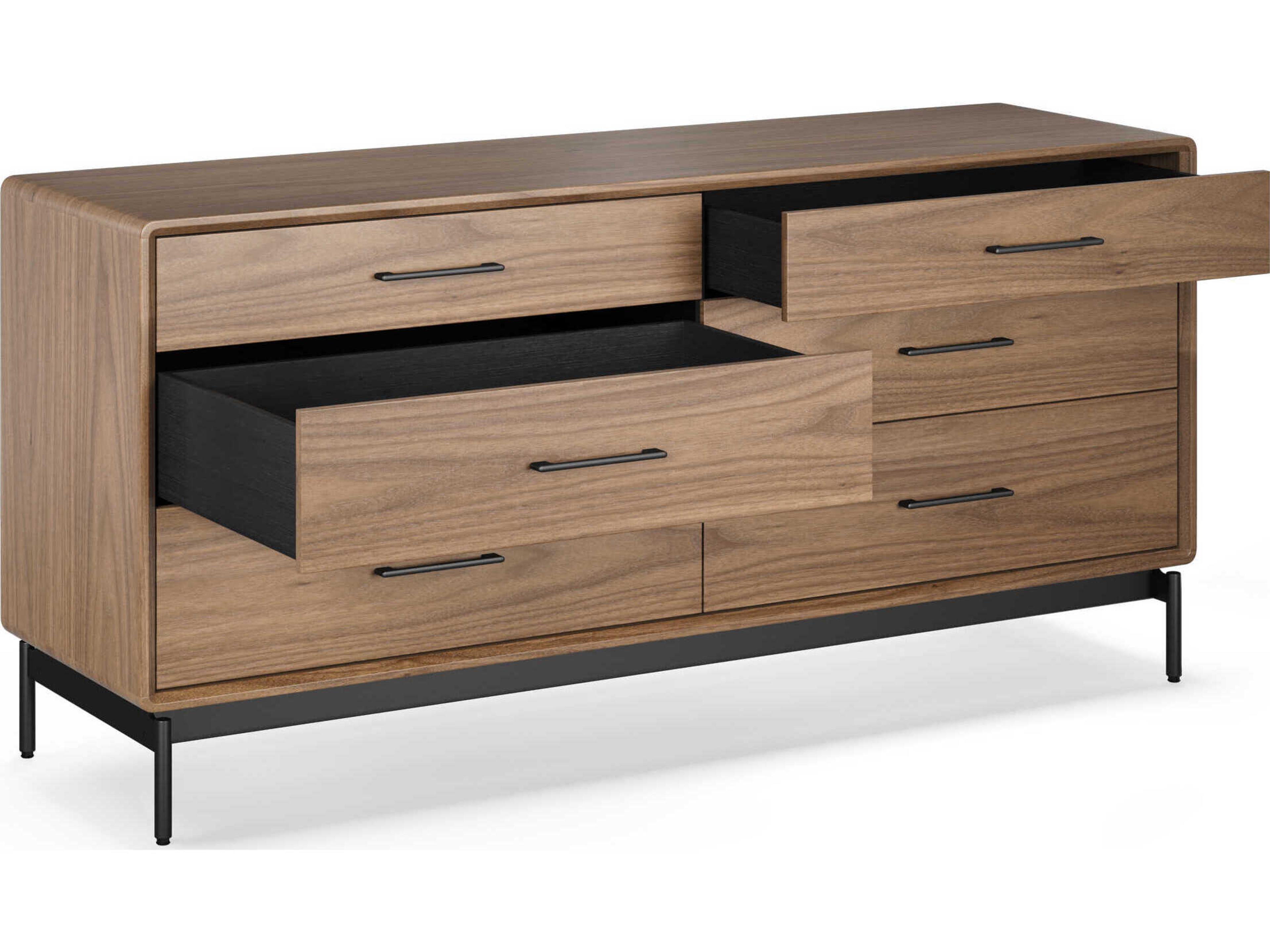BDI Linq 6-Drawers Brown Walnut Wood Double Dresser
