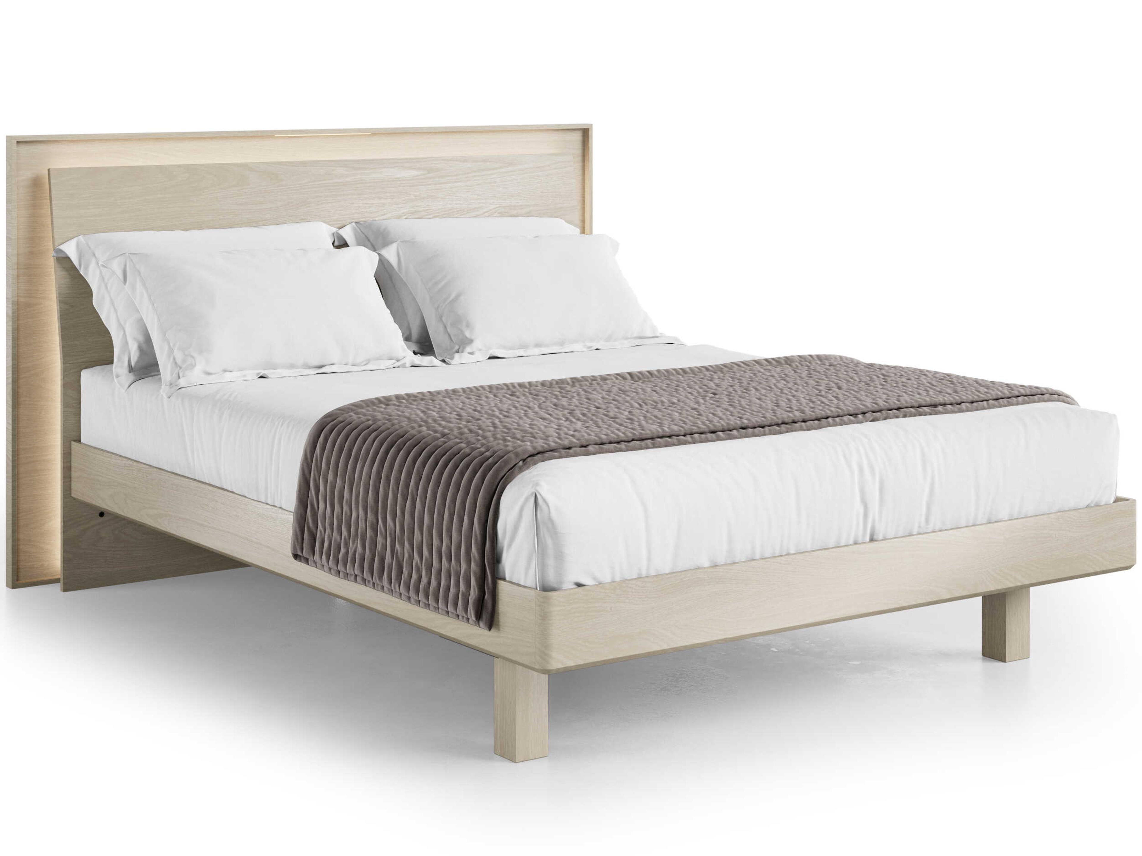 BDI Kava Washed Oak Beige Wood Queen Platform Bed