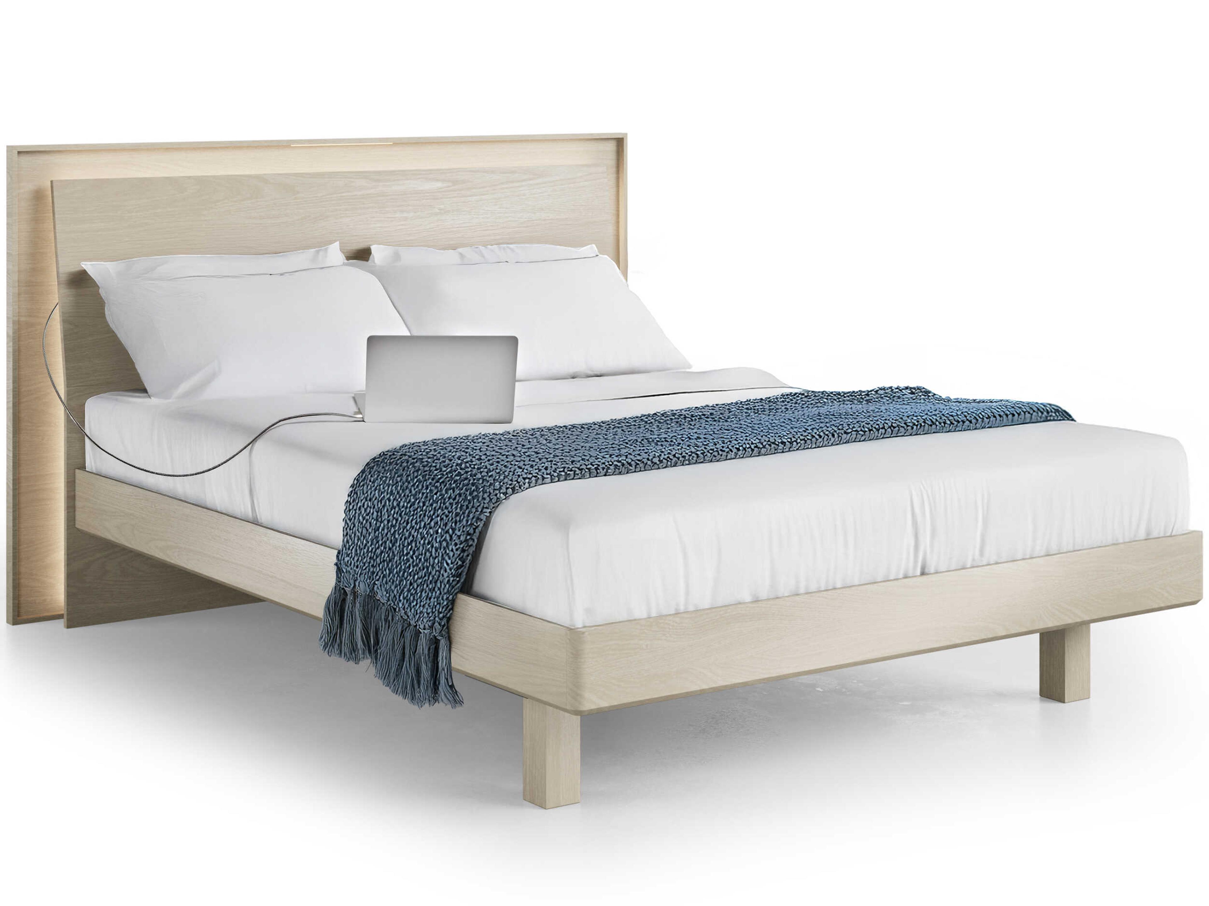 BDI Kava Washed Oak Beige Wood Queen Platform Bed