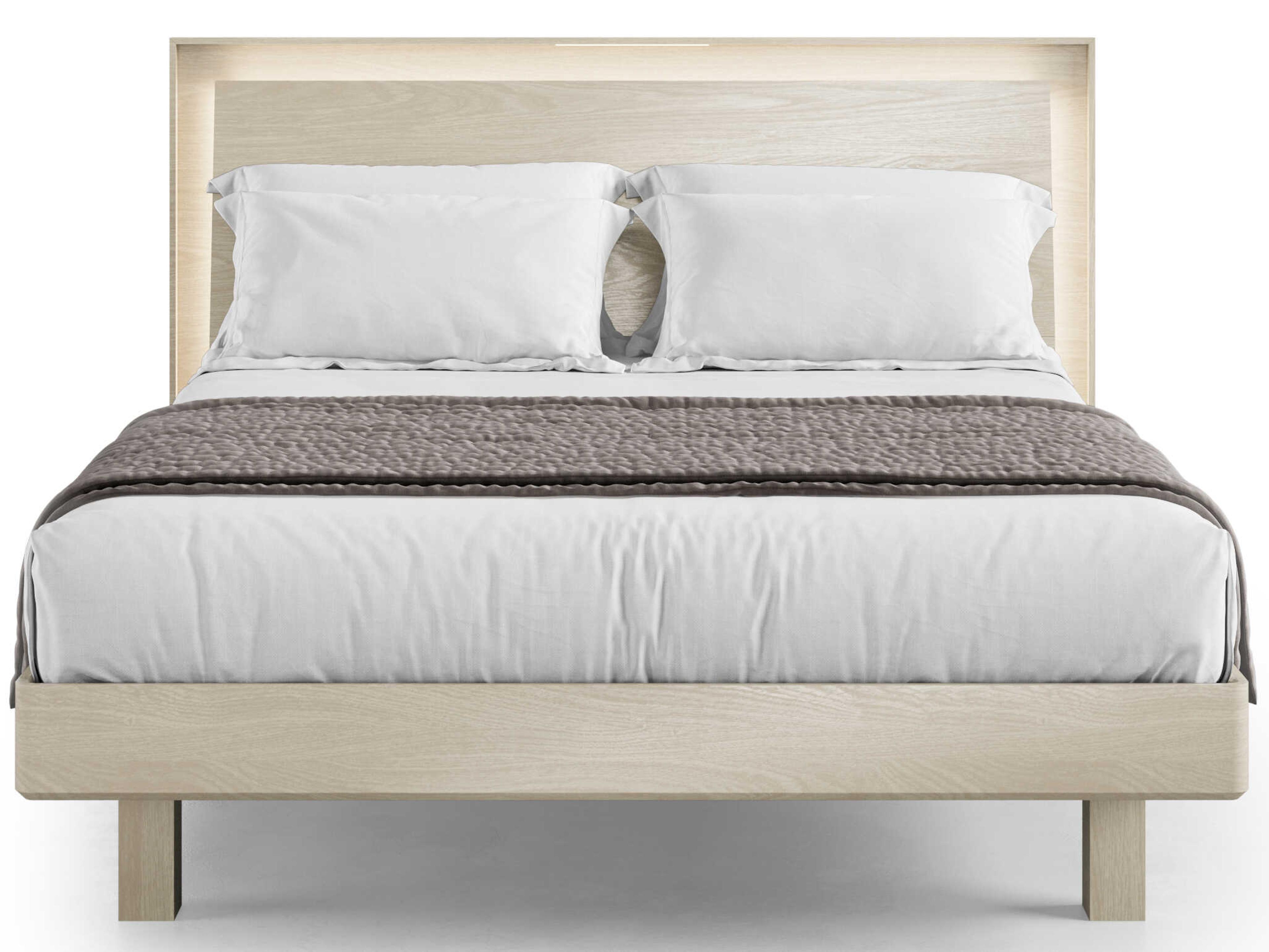 BDI Kava Washed Oak Beige Wood Queen Platform Bed