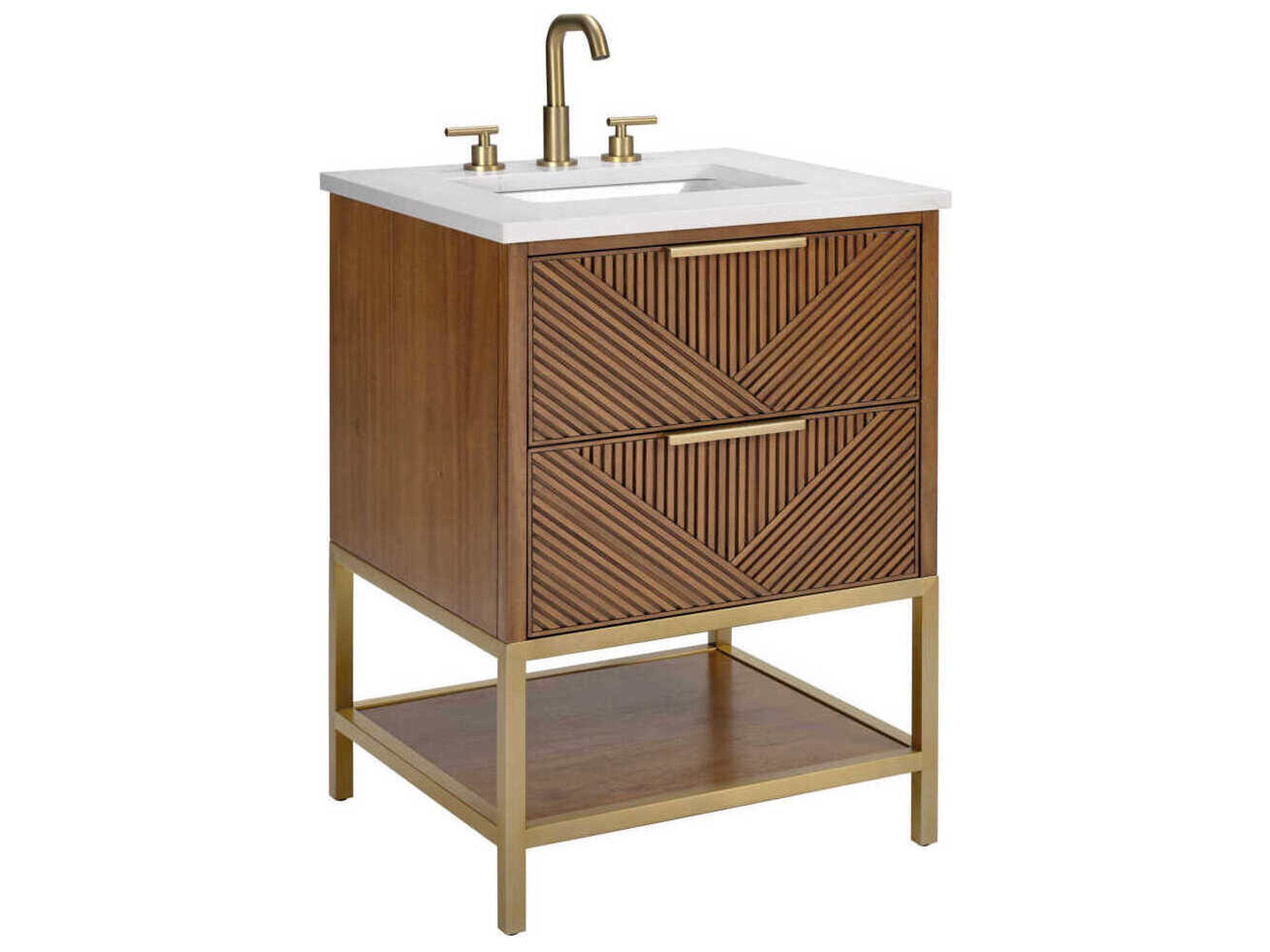 BEMMA Diamond 24" Walnut Satin Brass Vanity