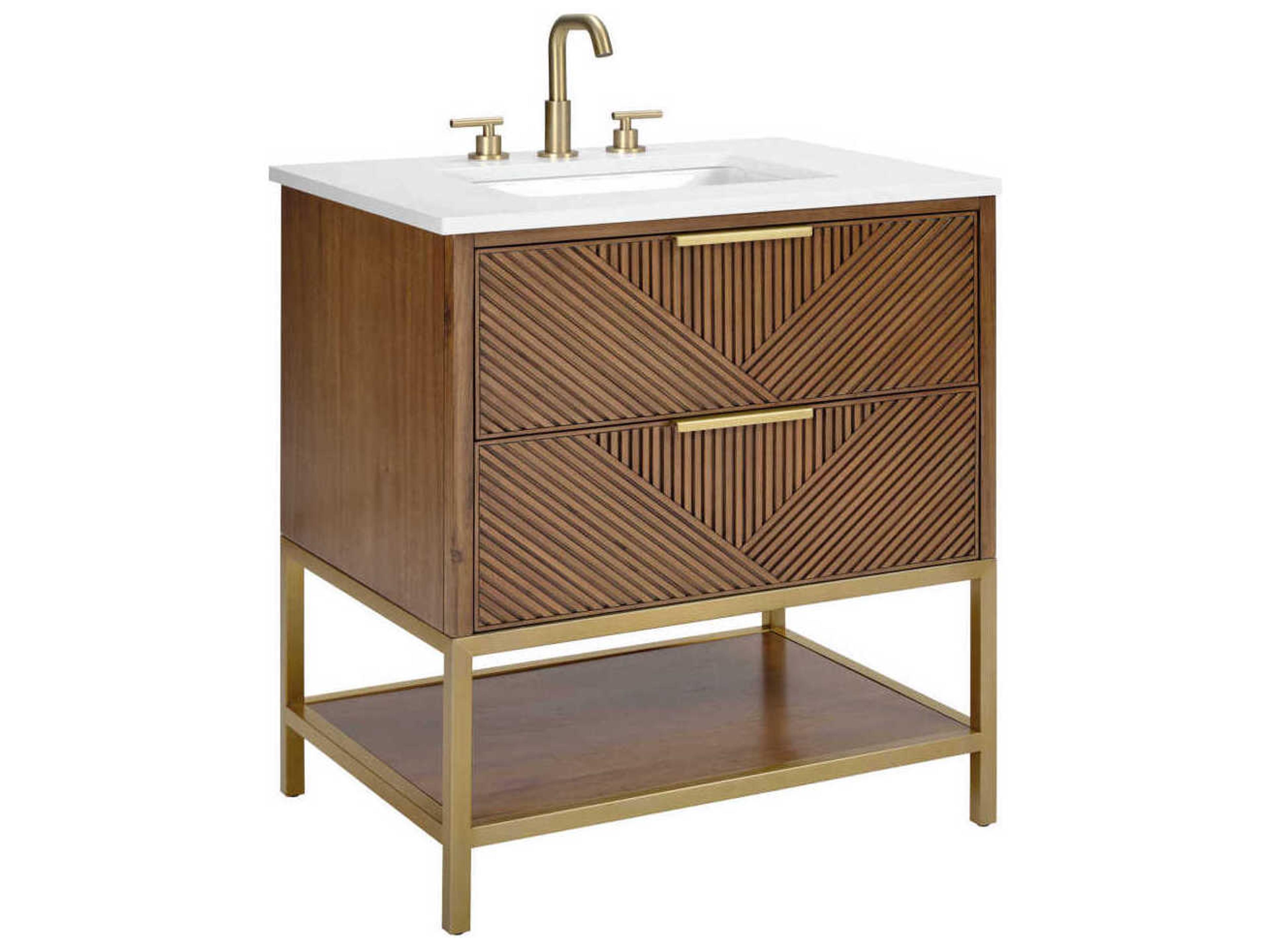 Diamond 30" Walnut Satin Brass Vanity