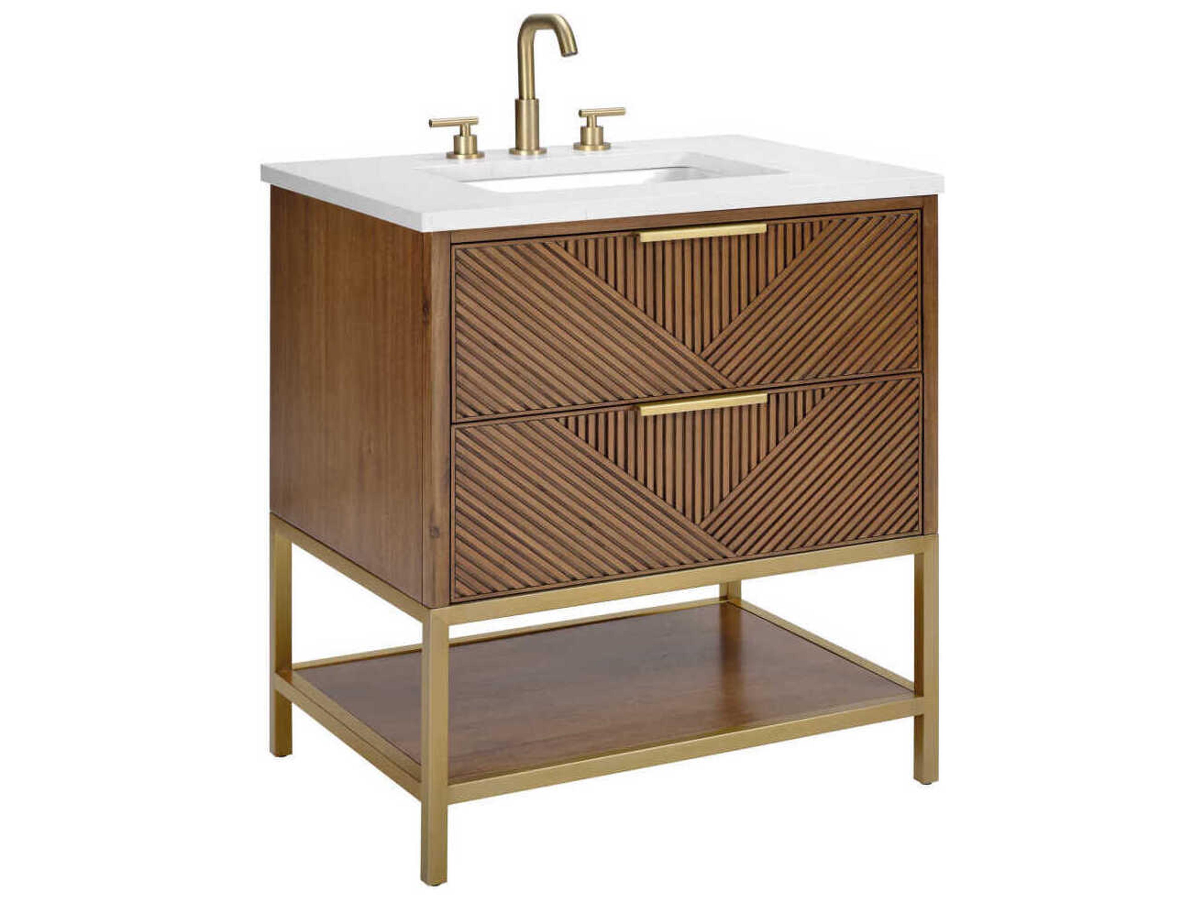 BEMMA Diamond 30" Walnut Satin Brass Vanity