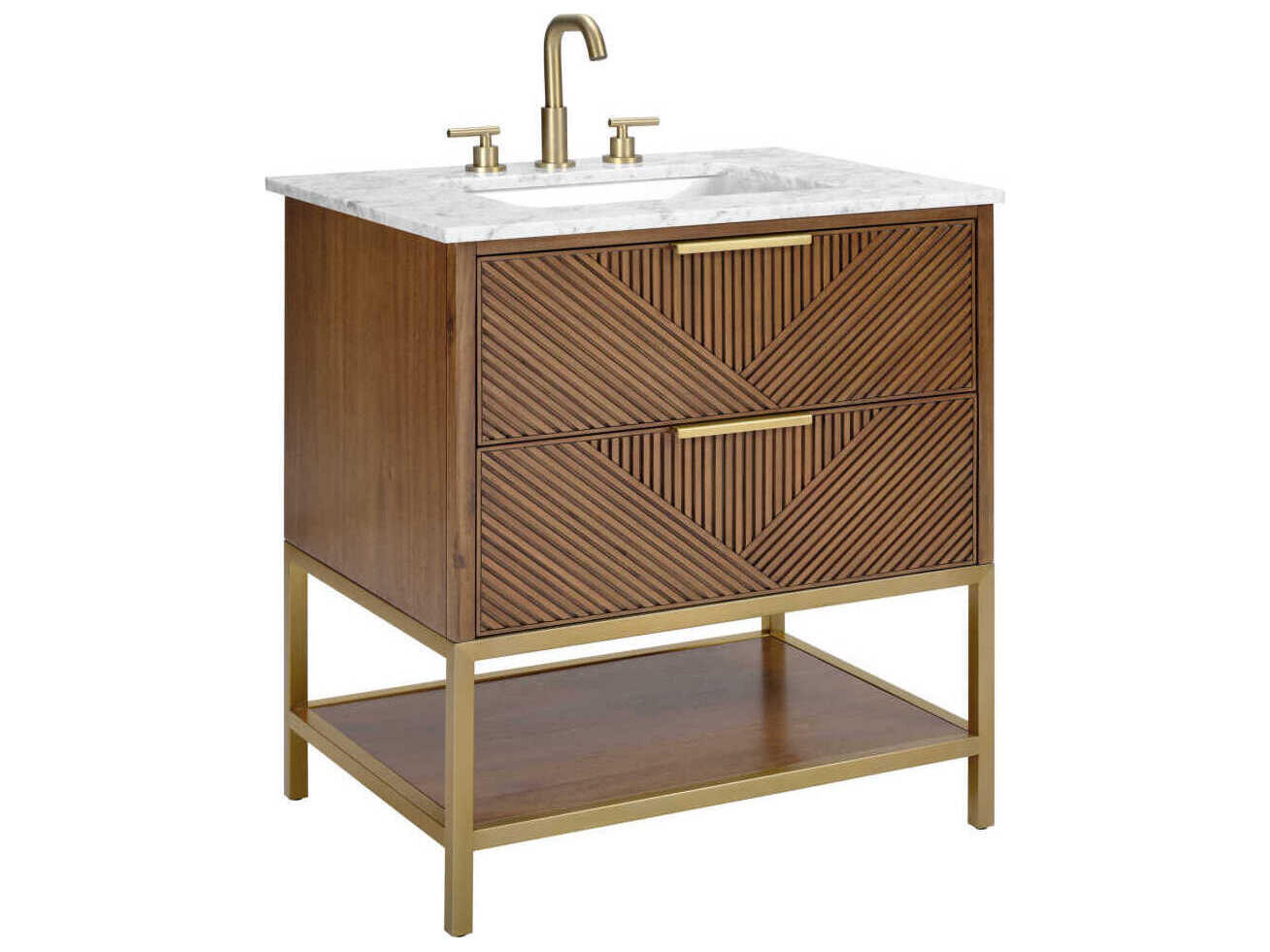 BEMMA Diamond 30" Walnut Satin Brass Vanity