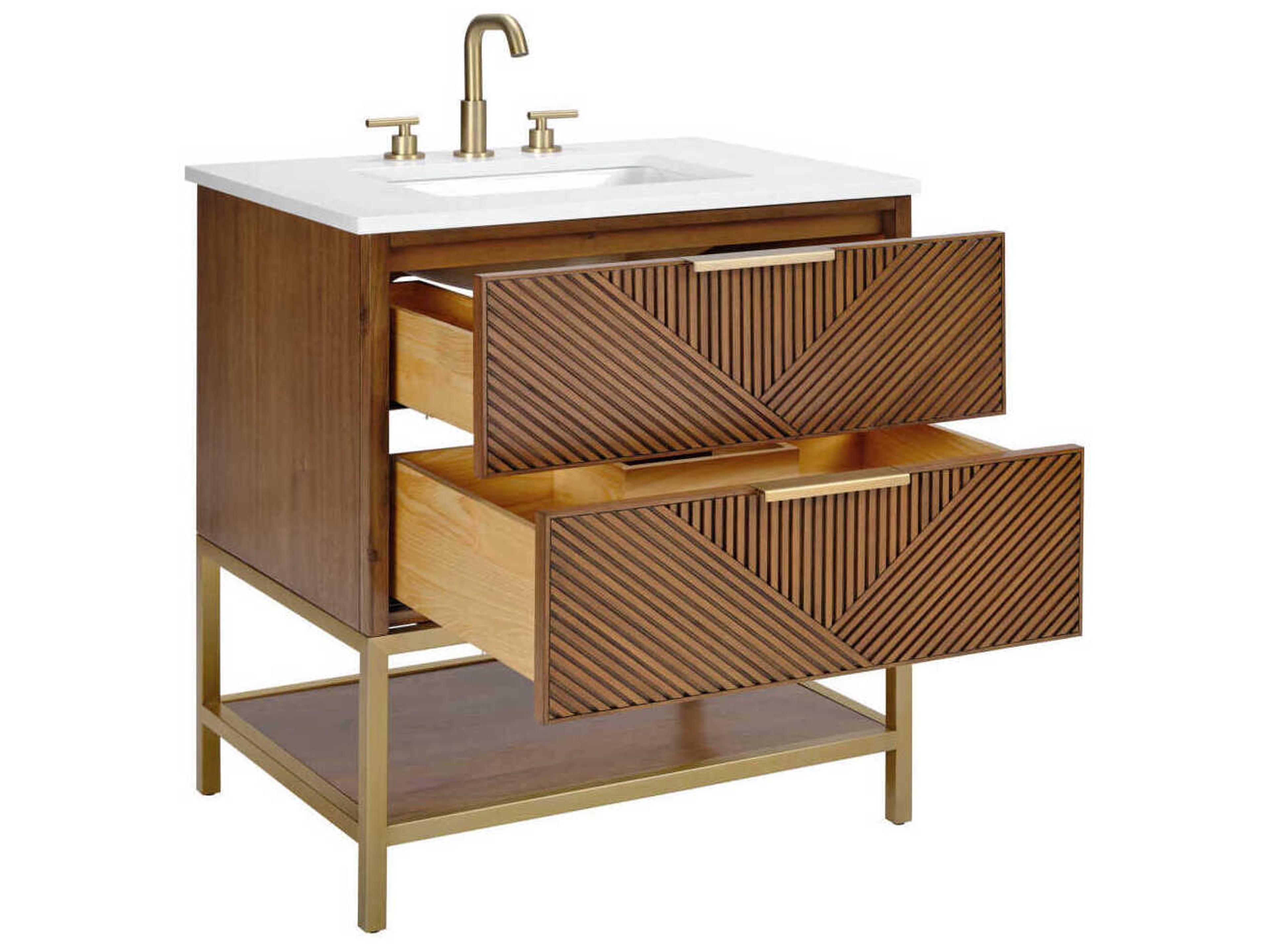 BEMMA Diamond 30" Walnut Satin Brass Vanity
