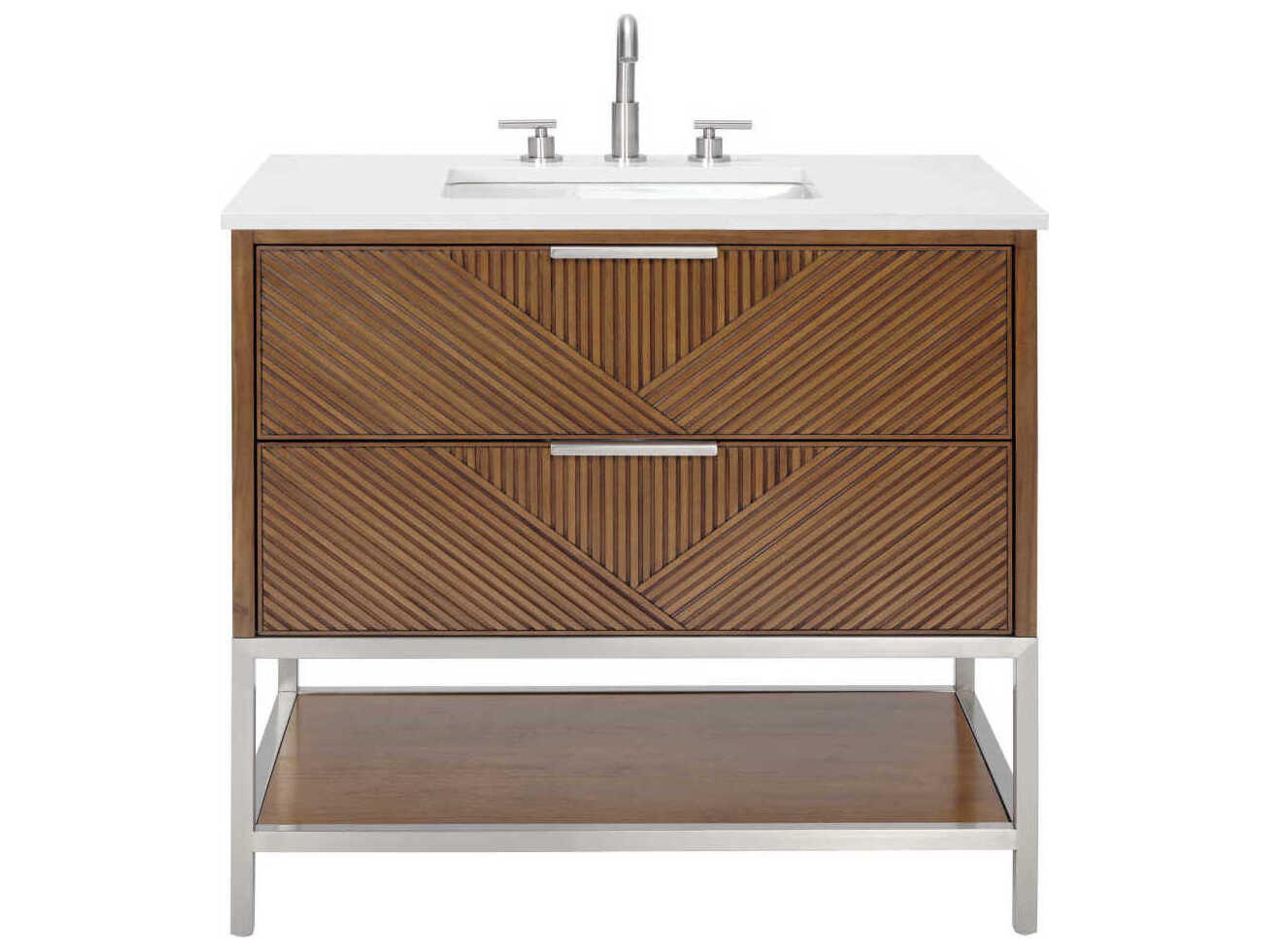 BEMMA Diamond 36" Walnut Brushed Nickel Vanity