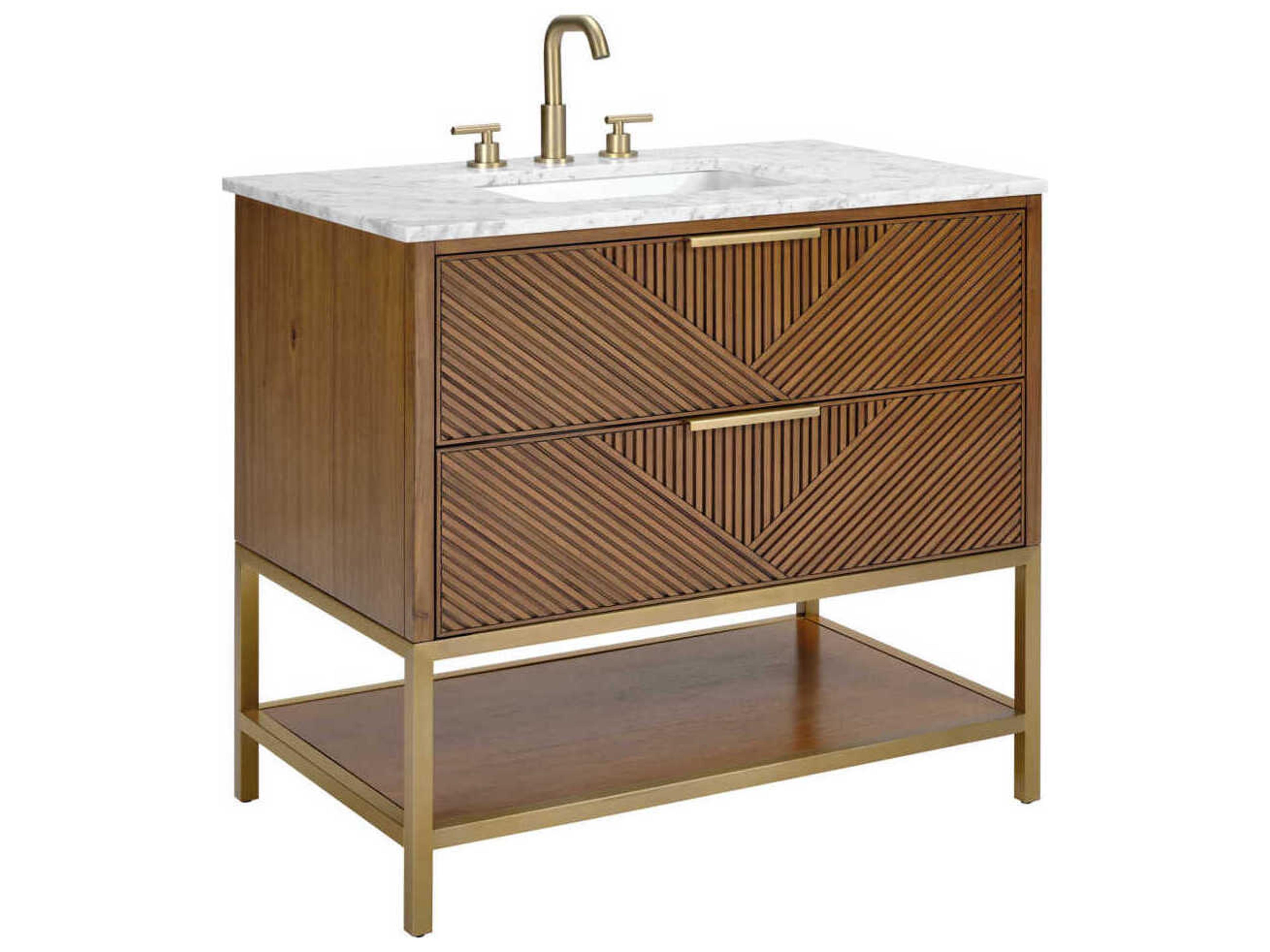 BEMMA Diamond 36" Walnut Satin Brass Vanity